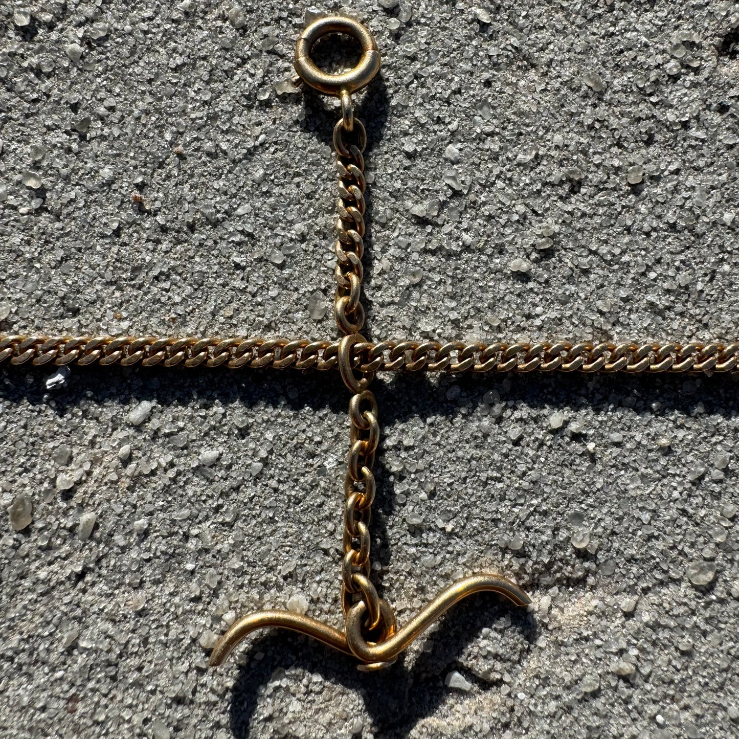 1922 Solid 14k Buttery Yellow Gold Sliding Double Albert Curb Link Watch Chain Necklace (22.25”)