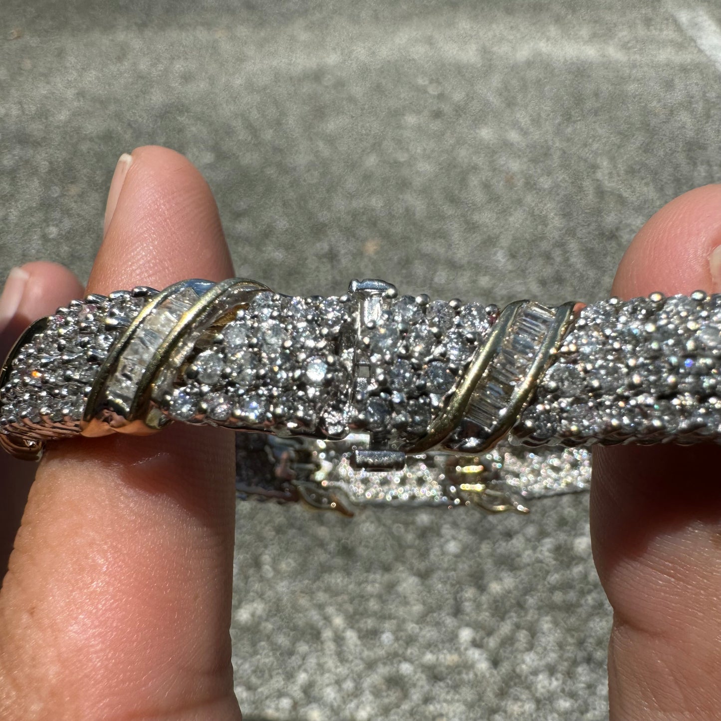 1990’s Two-Tone 14k Gold 7.55CTW Natural Diamond Bracelet (7.15”)