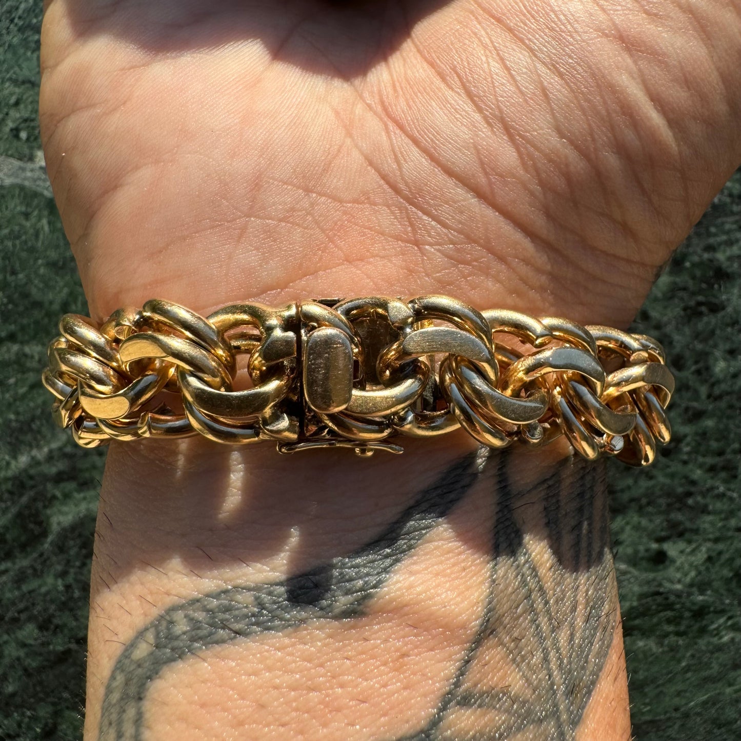 Mid-Century Tiffany & Co. Solid 14k Yellow Gold Heavyweight Chunky Chino Link Bracelet (8”)