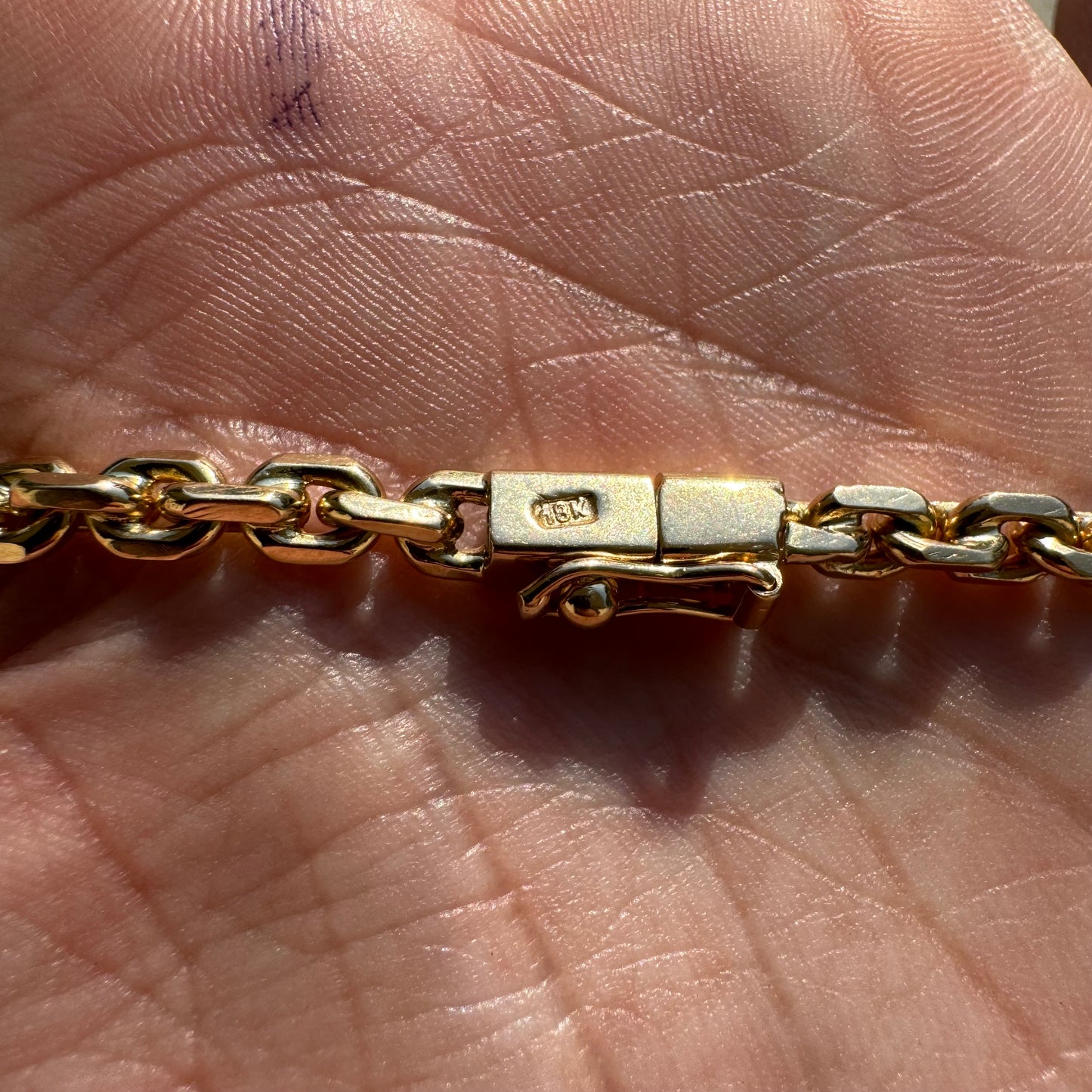 Brand New Solid 18k Gold Handmade “Biker Chain” Anchor Link Necklace (22”)