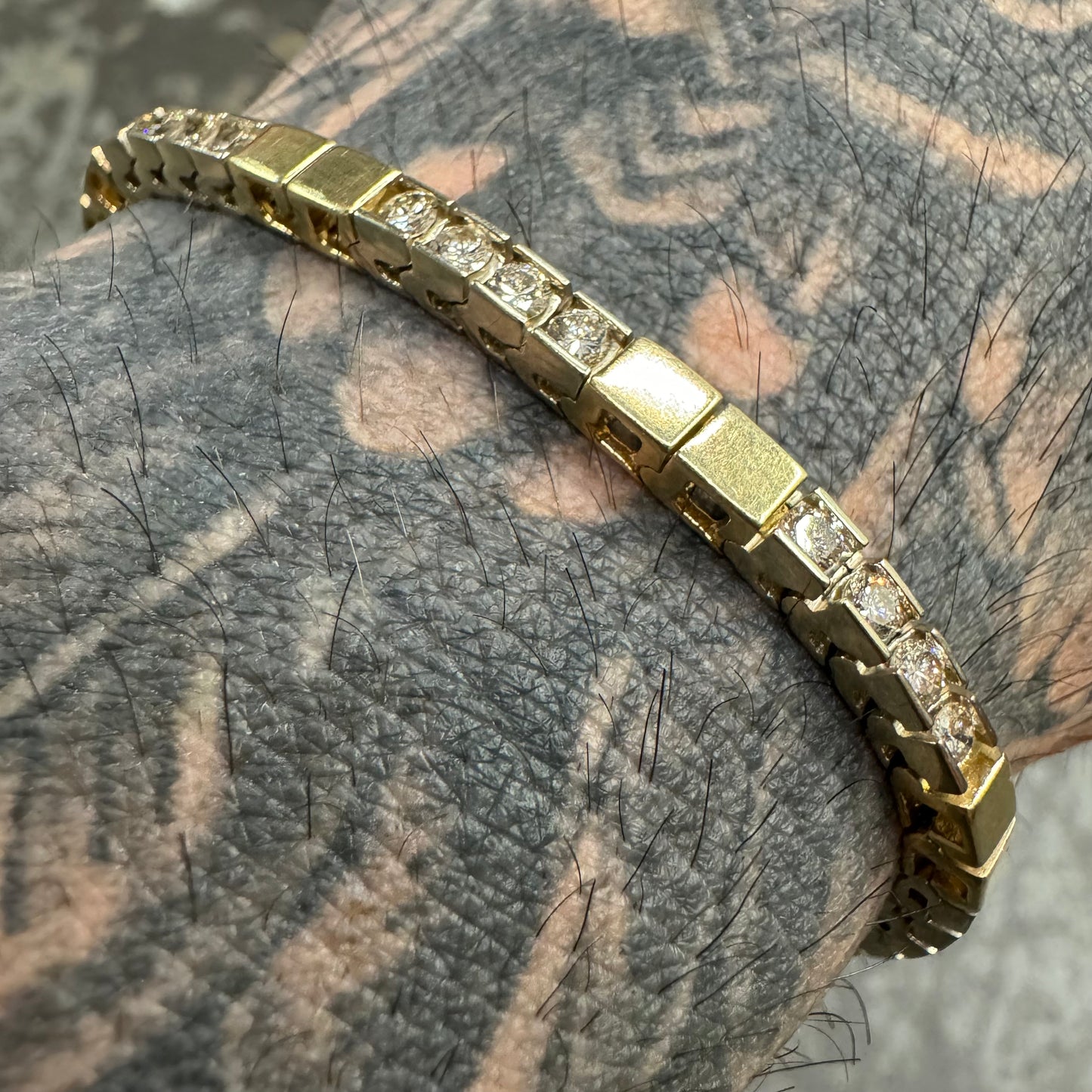 Vintage 14k Two-Tone (White/Yellow) 2.25CTW Natural Diamond Tennis Bracelet