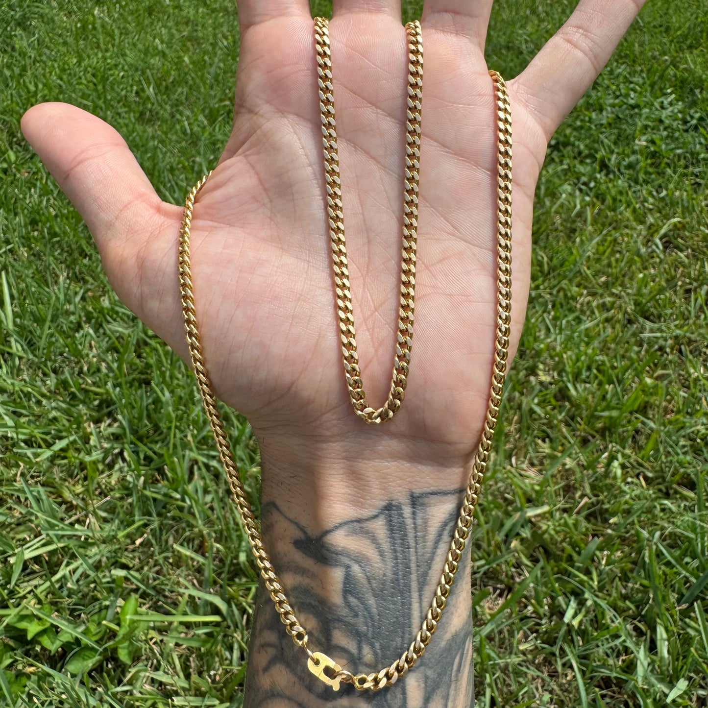 Mid-Century Solid 18k Yellow Gold Heavyweight Cuban Curb Link Necklace (25.5”)