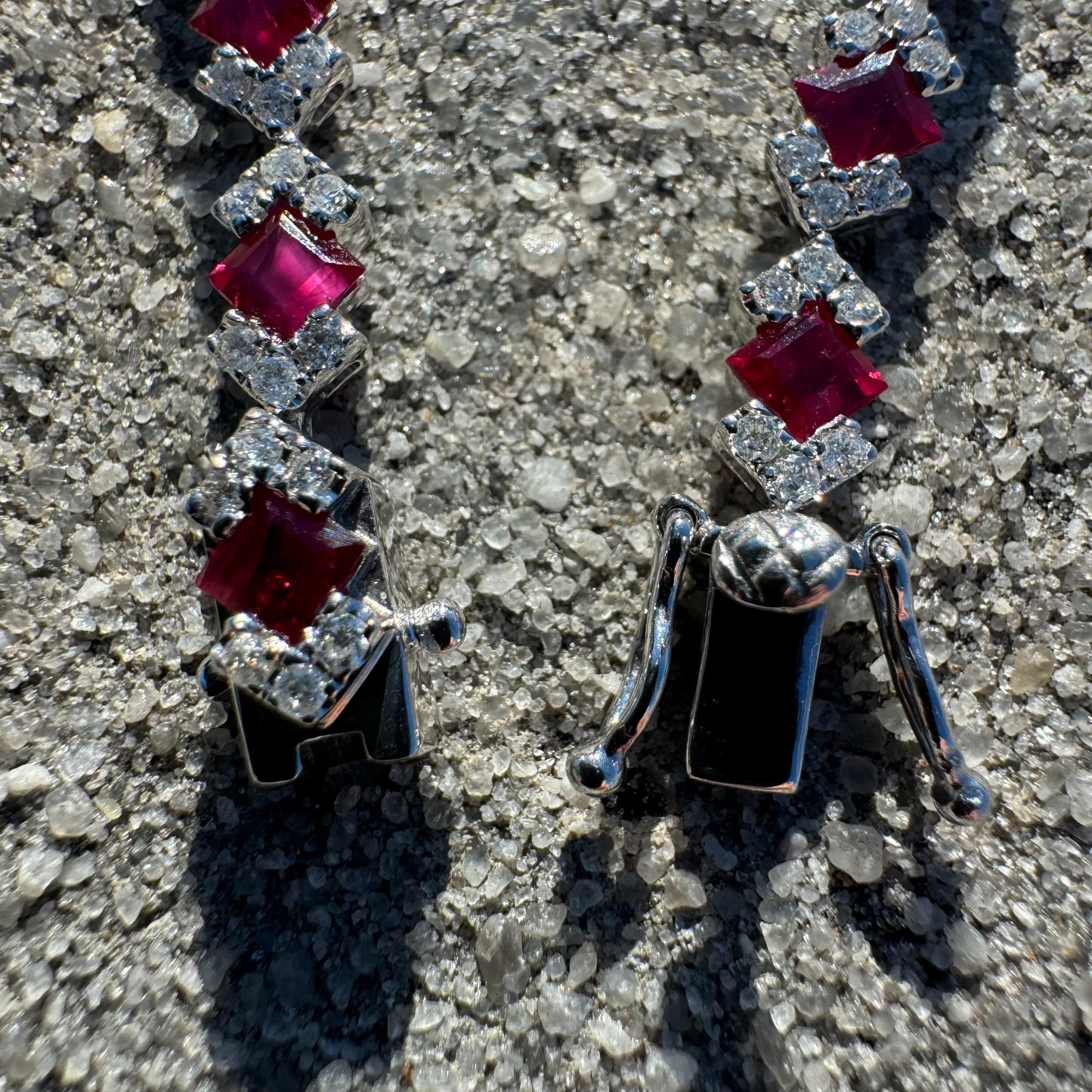 Brand New 14k White Gold 4.8ctw Natural Pigeon Blood Burmese Ruby And 1.5ctw Natural VS Diamond Bracelet (7.25”)