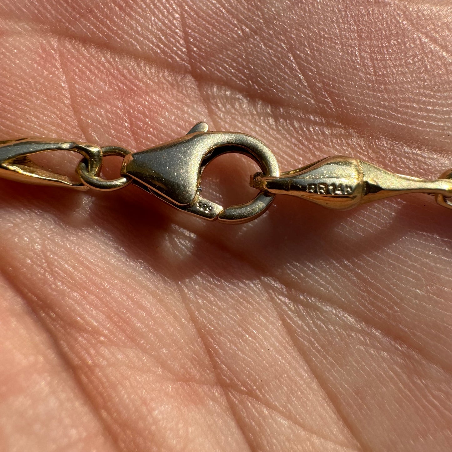 Vintage Solid 14k Yellow Gold Fish Eye Link Necklace (21”)