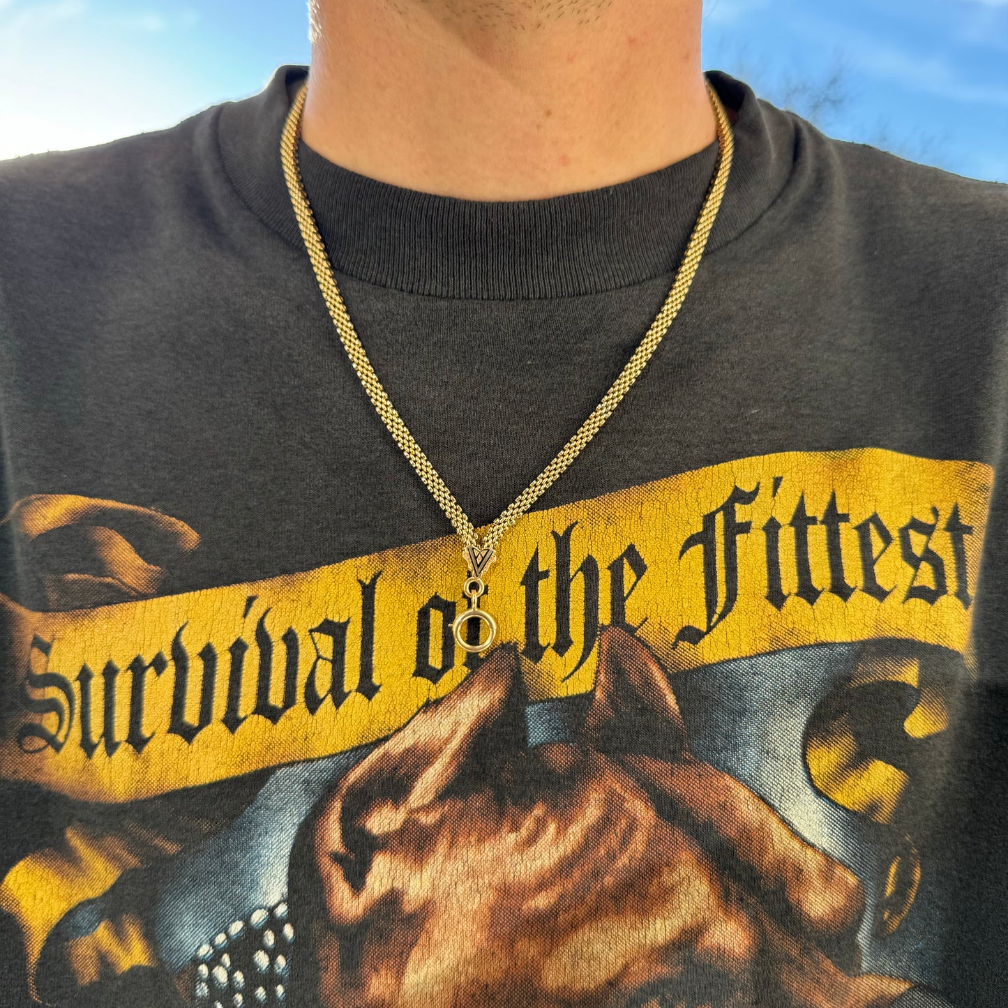 Antique Victorian 10k Yellow Gold Black Enamel Necklace (19”)
