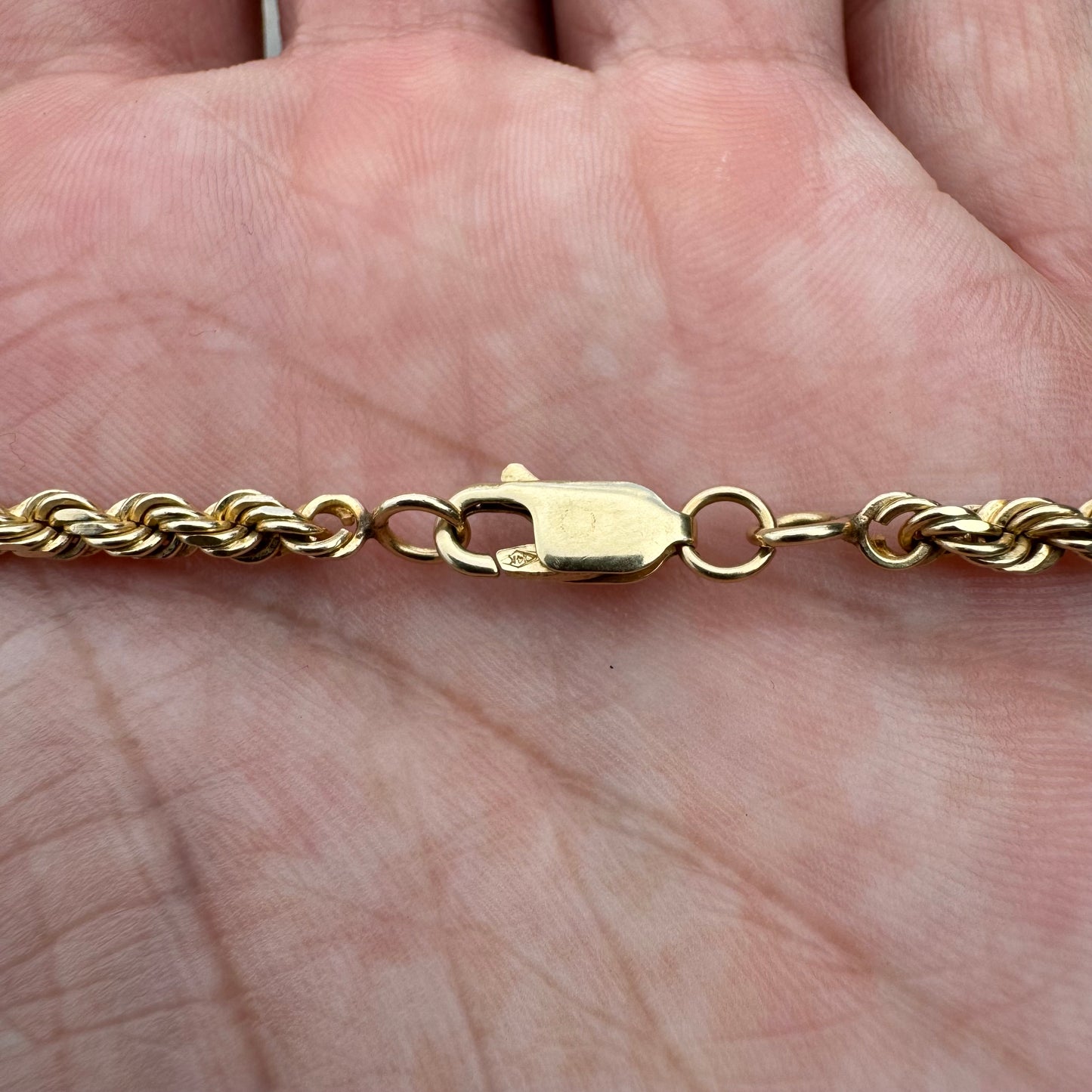 Vintage Solid 14k Yellow Gold Diamondcut Rope Chain Necklace (18.5”)