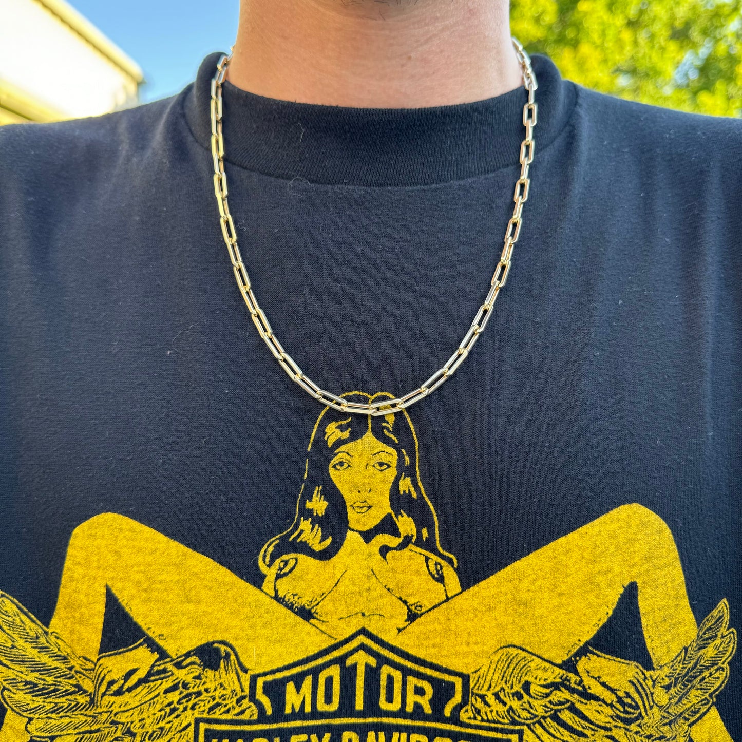 Brand New Solid 14k Yellow Gold Paperclip Link Necklace (22”)