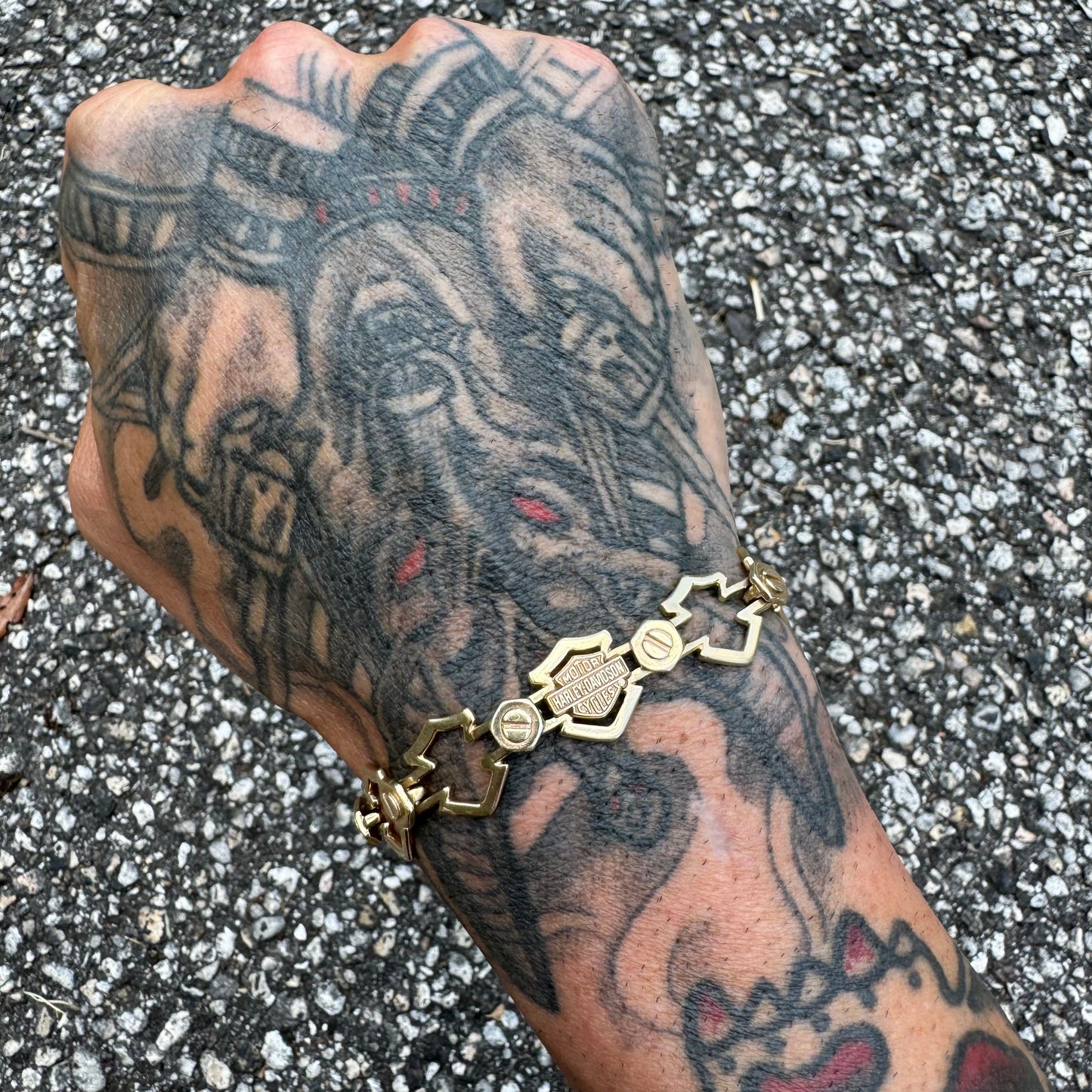 Vintage Solid 10k Yellow Gold Officially Licensed Harley-Davidson Bracelet (8.5)”