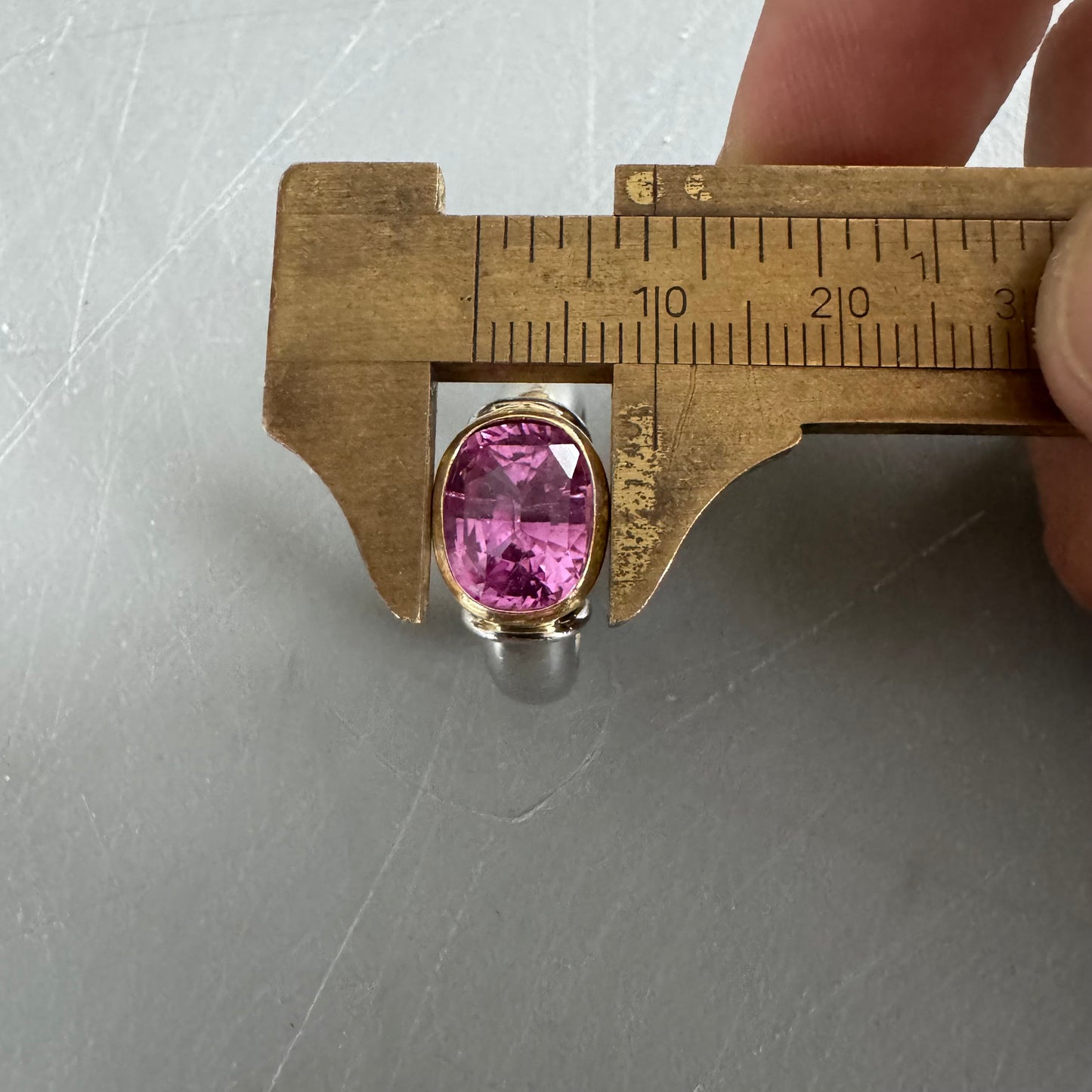 2002 Solid 18k Gold 3.75ct Cushion Cut Pink Sapphire Natural Diamond U.K Custom Designer Ring (6.5)