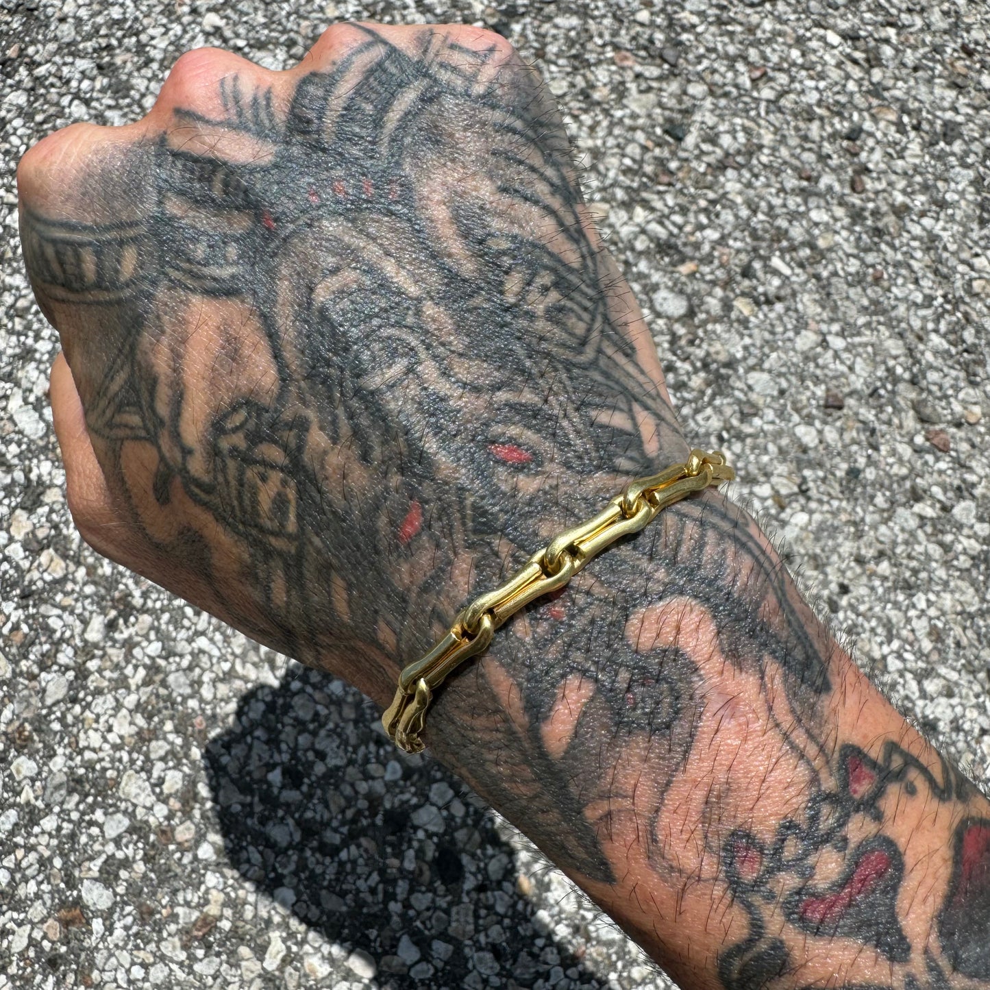 Vintage Solid 14k Yellow Gold Unique Link Designer Bracelet By “La Pepite”(8”)