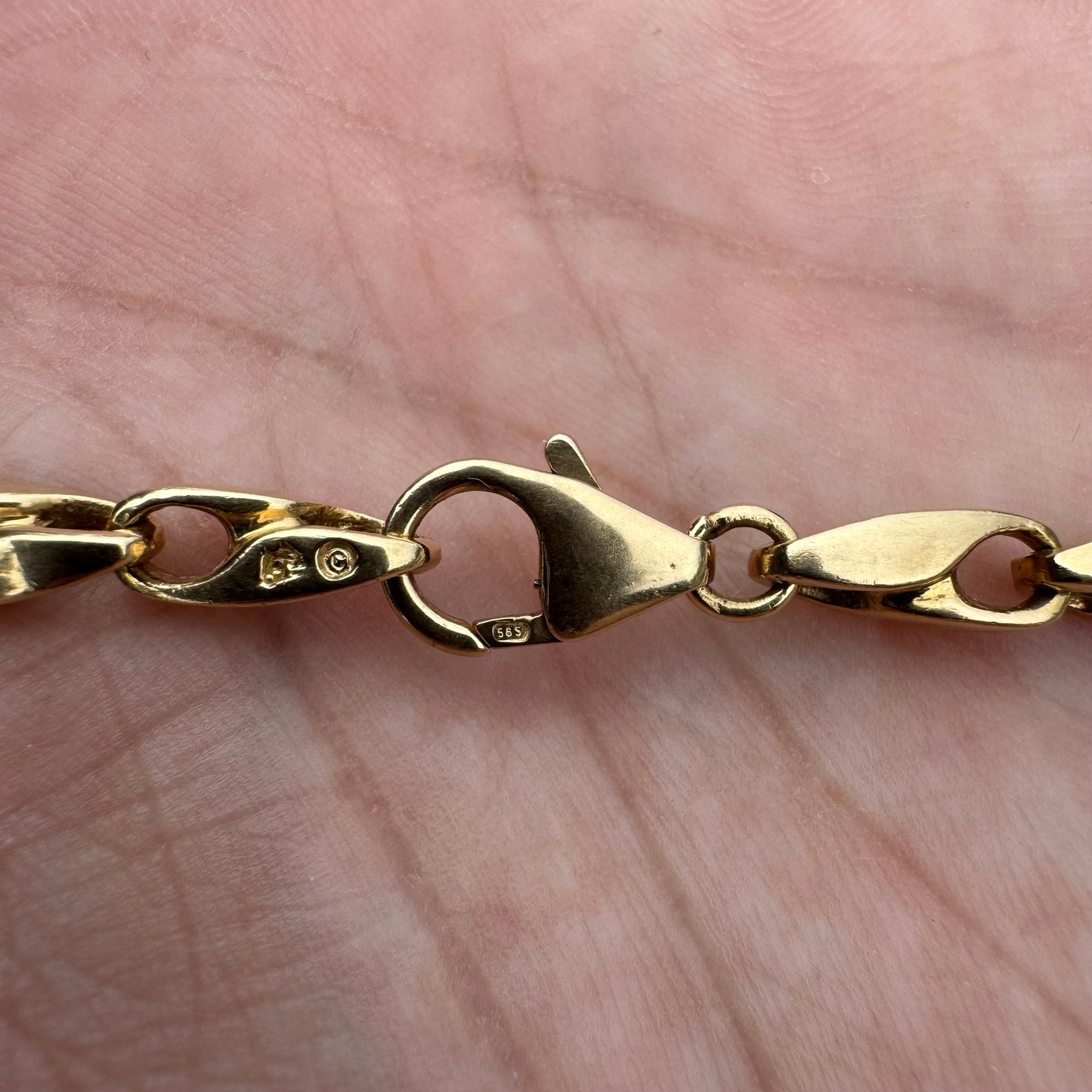 Vintage 14k Yellow Gold Solid Puffed Gucci Twisted Mariner Link Necklace (19”)