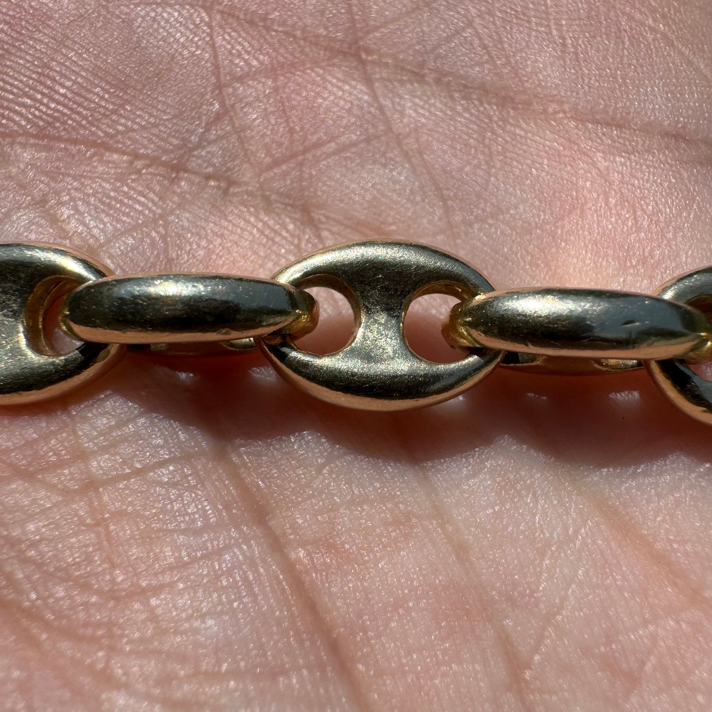 Vintage Solid 14k Yellow Gold Super Heavyweight Chaine D Ancre Puffed Gucci Link Necklace (21”)