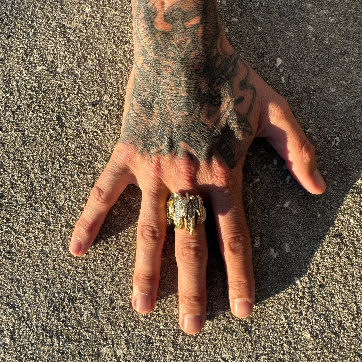 Circa 1960’s Heavyweight 14k Yellow Gold .75ctw Natural Single Cut Diamond Brutalist Ring (10.75)