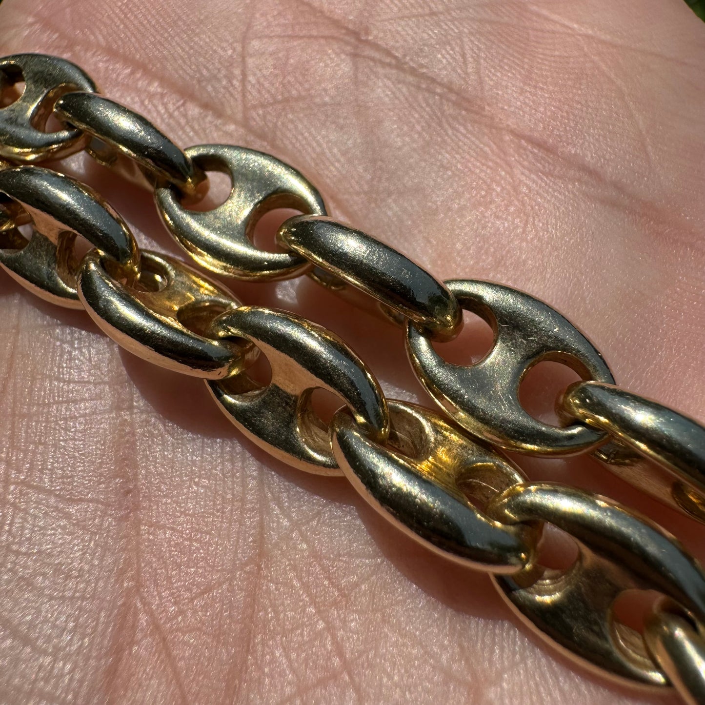 Vintage Solid 14k Yellow Gold Super Heavyweight Chaine D Ancre Puffed Gucci Link Necklace (21”)