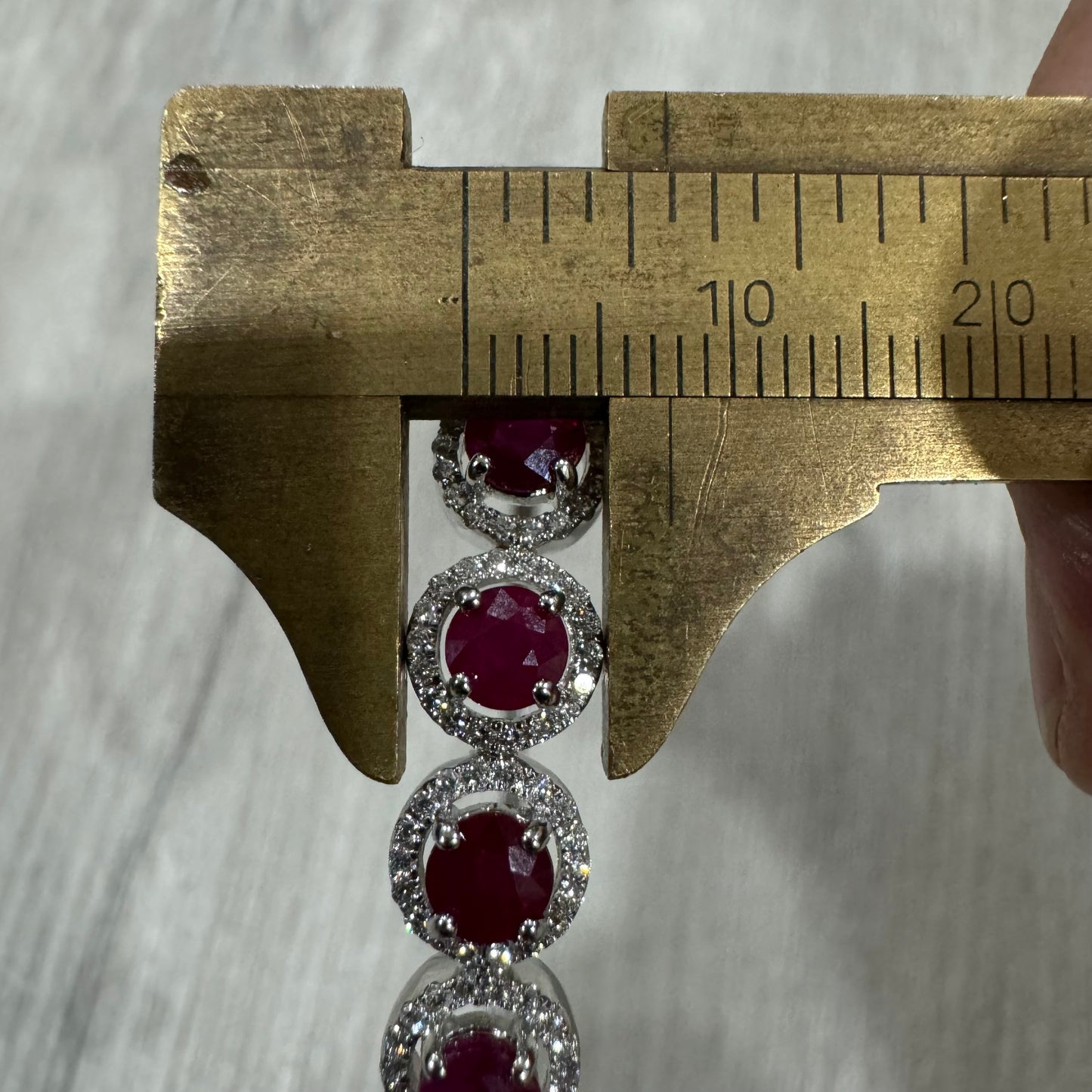 Brand New 14k White Gold 2.3CTW Natural Burmese Ruby .62CTW Natural VS Diamond Bangle (6.5”-7.5”)