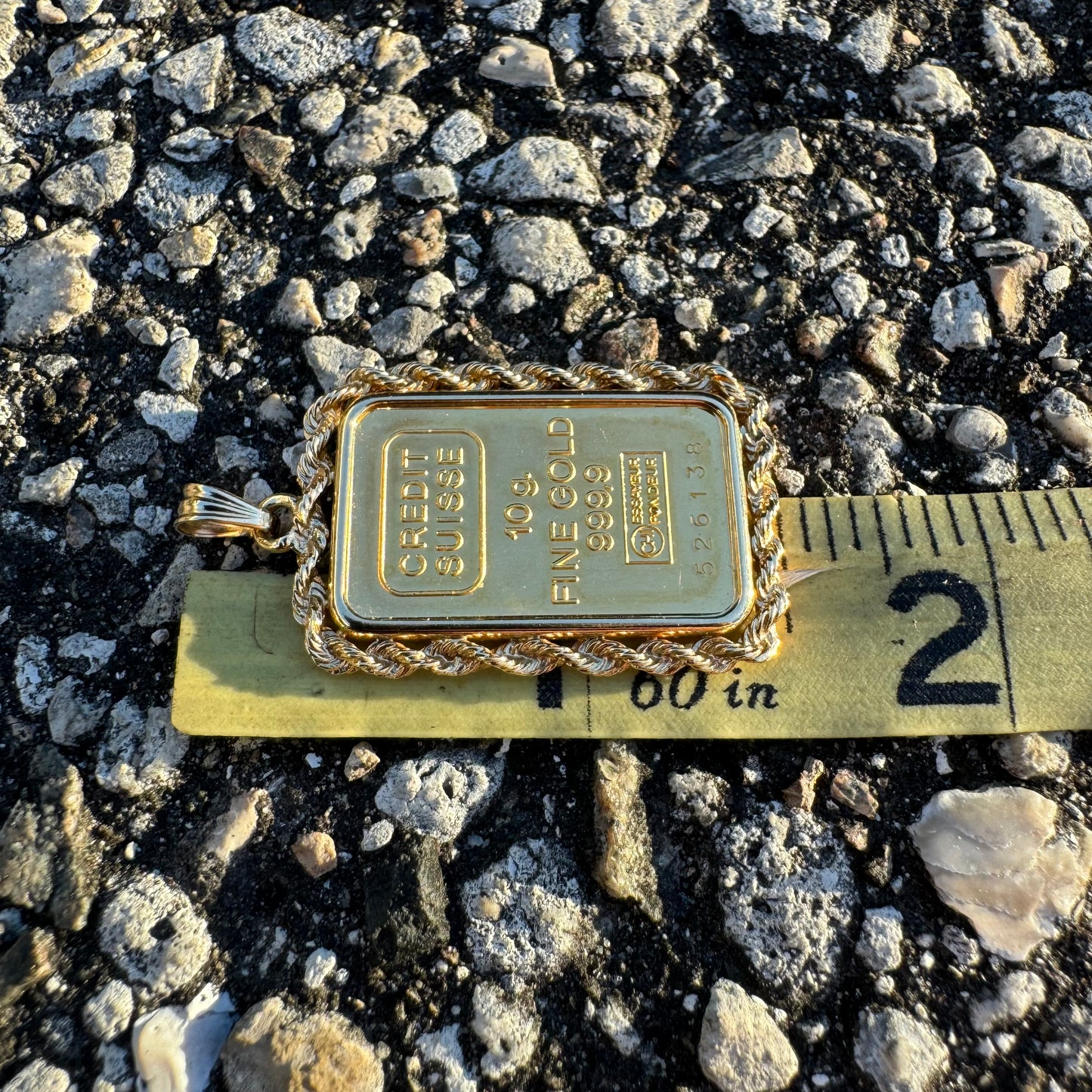 Vintage Pure .999 24k Gold 10g Credit Suisse Bullion Pendant