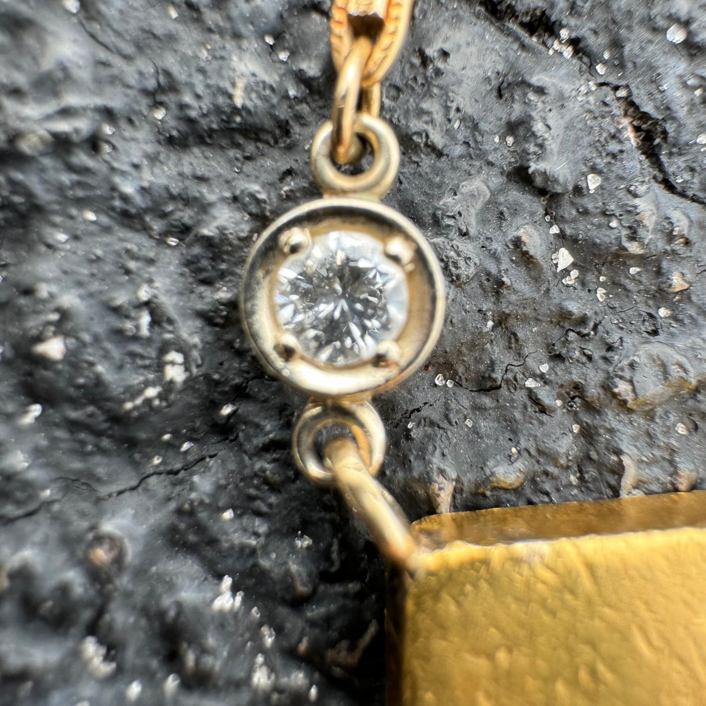 1960’s Degussa Pure 24k Gold 10g Bar .25ctw Diamond Necklace (16”)