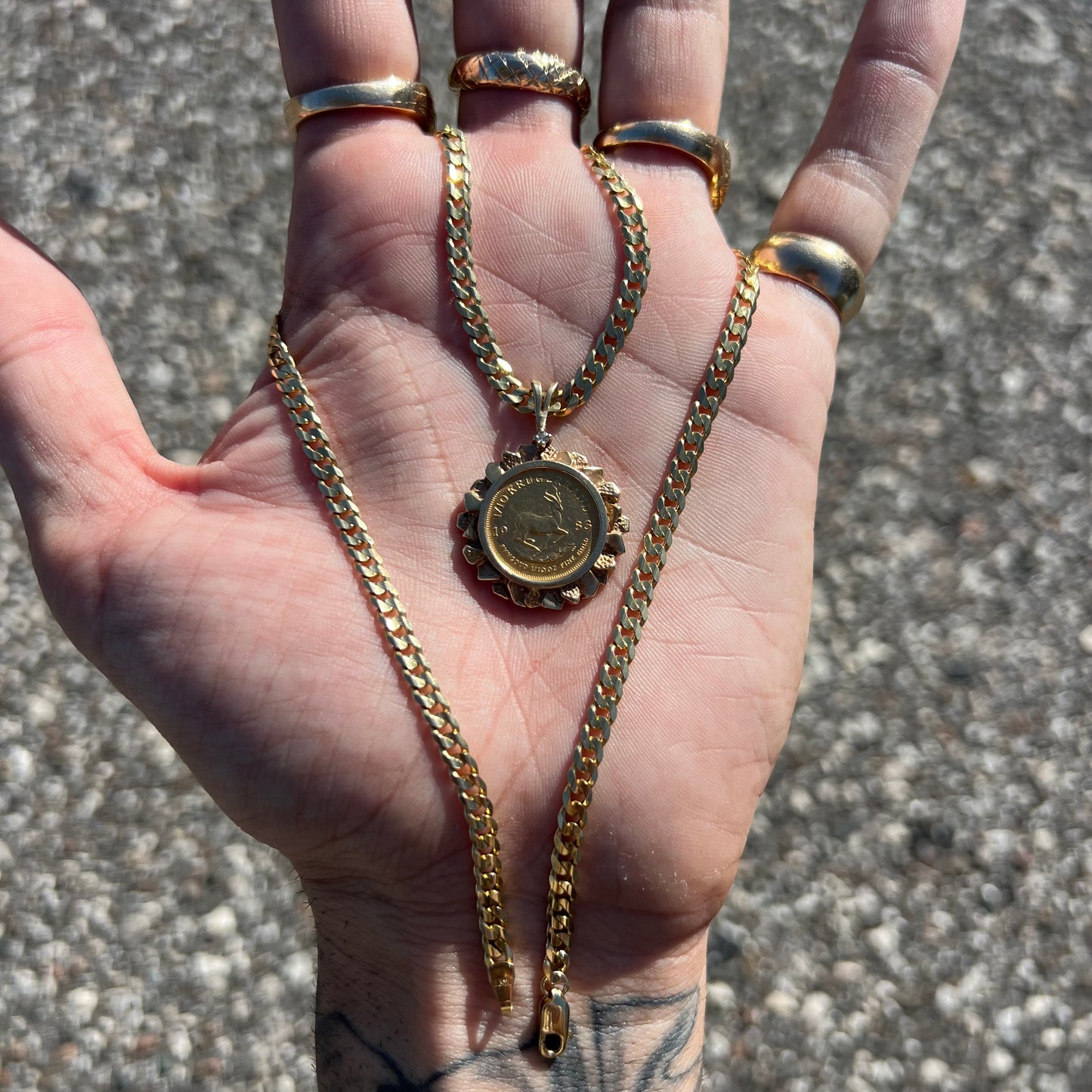 1983 South Africa 1/10 oZ Krugerrand Coin Nugget Pendant