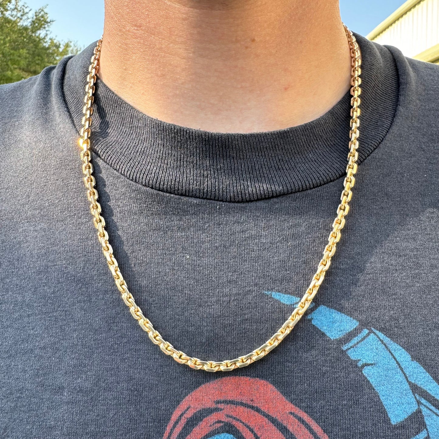 Brand New Solid 18k Gold Handmade “Biker Chain” Anchor Link Necklace (22”)