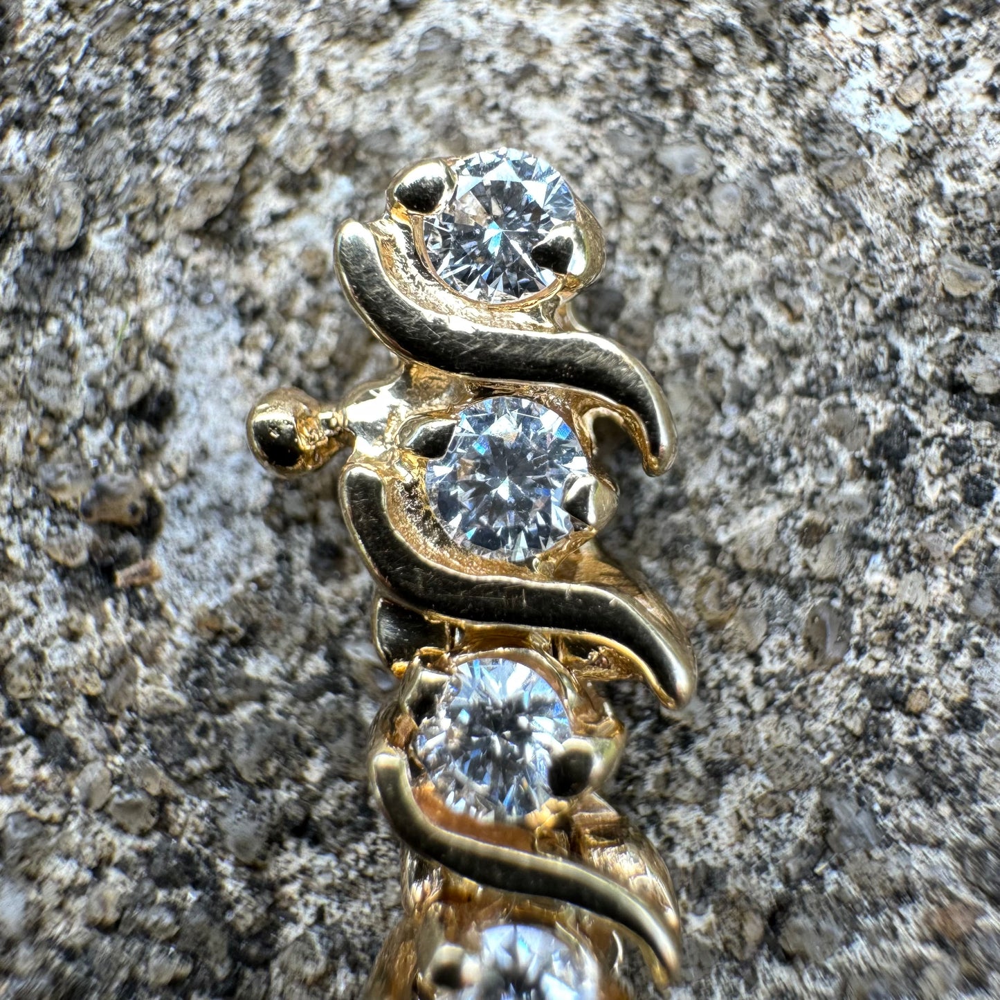 Vintage 2.5CTW Natural VS Diamond 14k Yellow Gold S-Link Tennis Bracelet (6.75”)