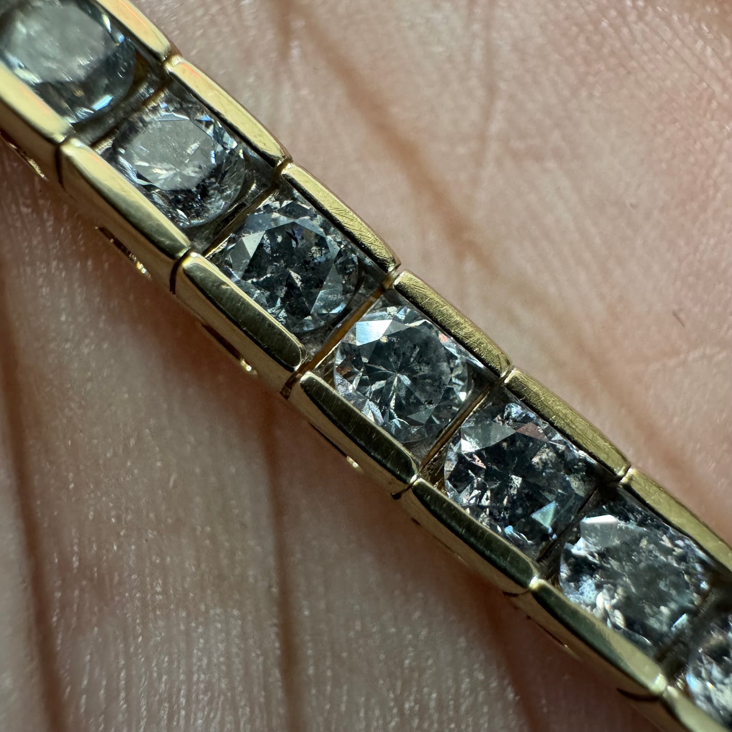 Vintage 7.0ctw Natural Diamond 14k Yellow Gold Channel Set Tennis Bracelet (7.35”)