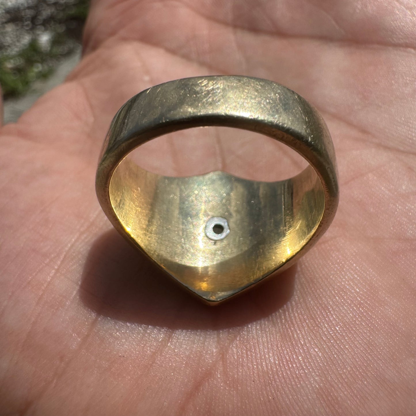 1930’s Art Deco Solid 10k Yellow Gold Nephrite Jade Natural Raw Gold Nugget Inlaid Signet Ring (11)