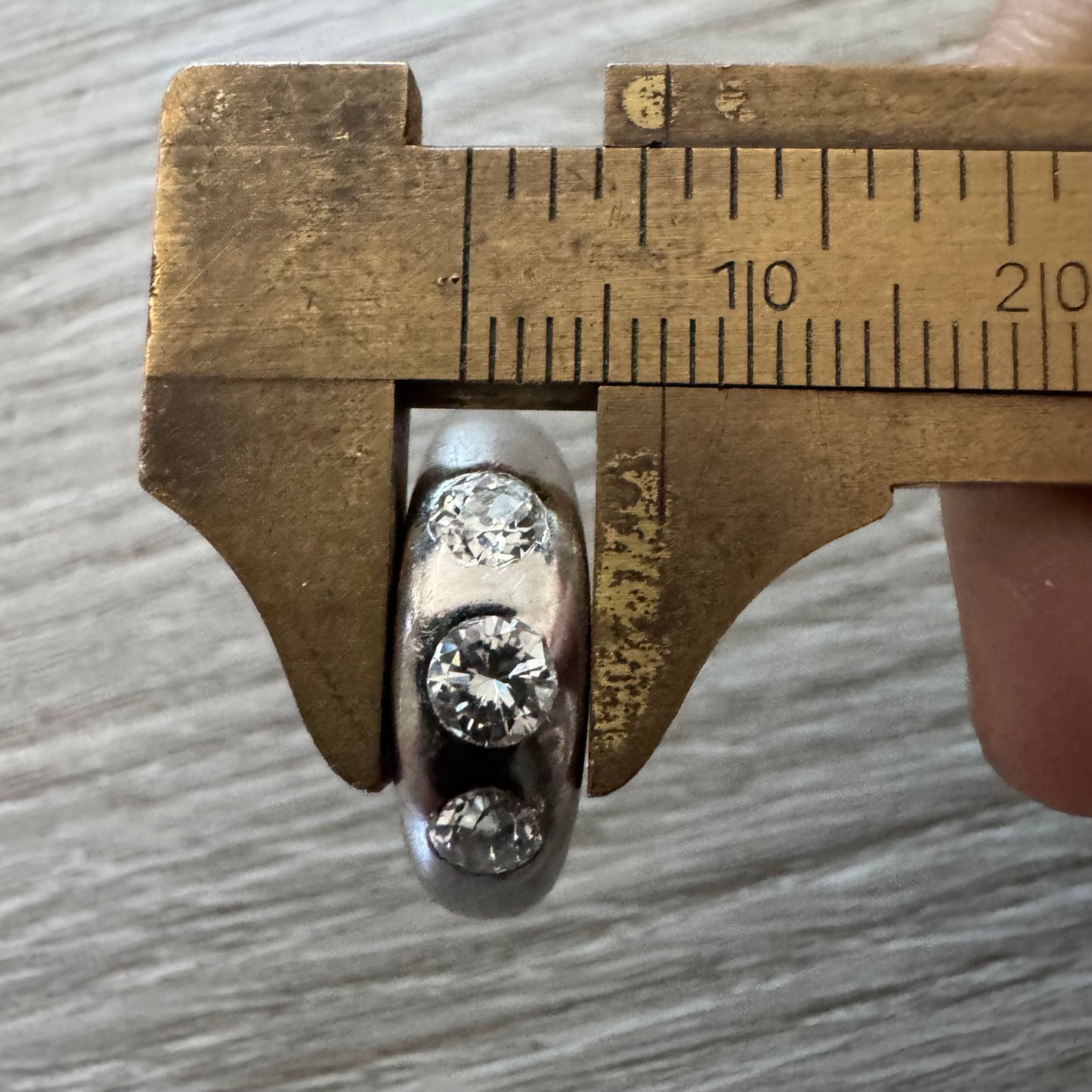 Vintage Solid 14k White Gold .85ctw Natural VS Old Euro Cut Diamond Gypsy Trilogy Ring (7)