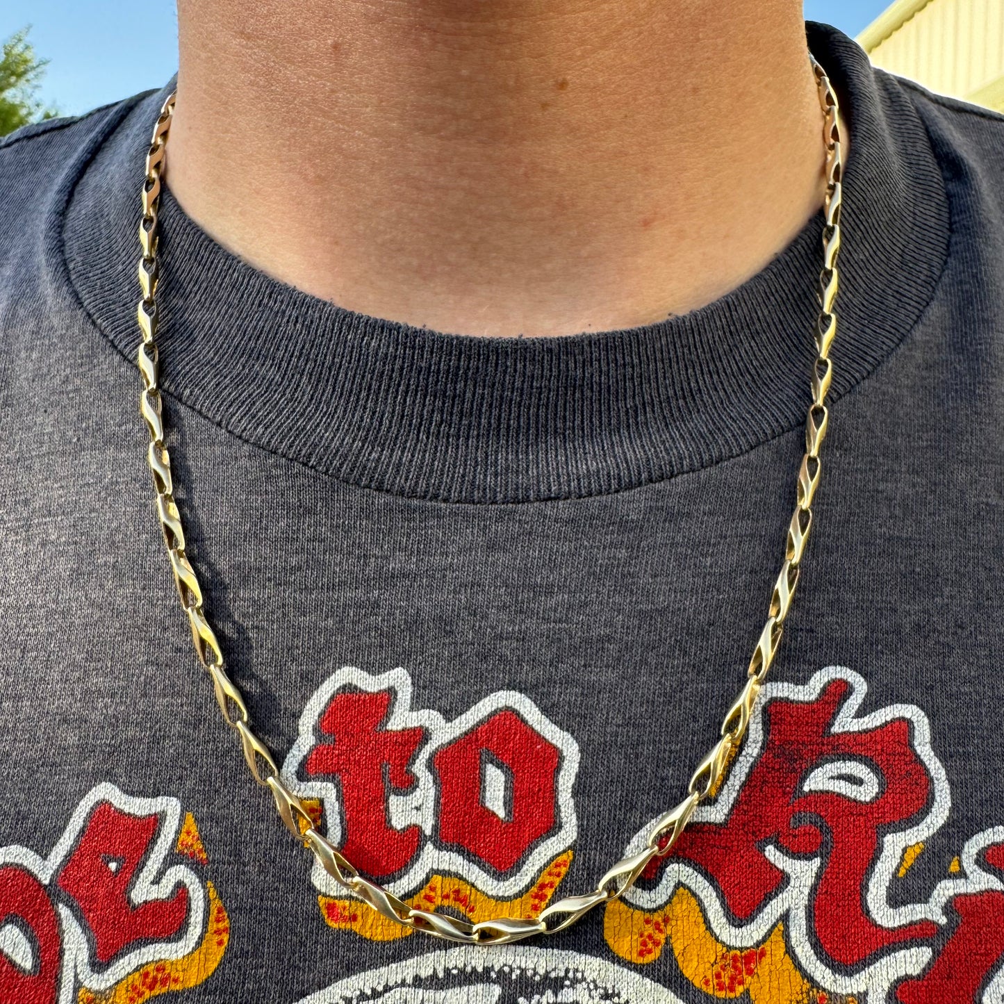 Vintage Solid 14k Yellow Gold Fish Eye Link Necklace (21”)