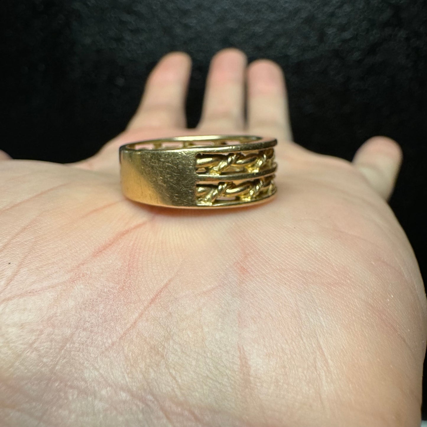Vintage Solid 14k Yellow Gold Barbed Wire Ring (9.5)