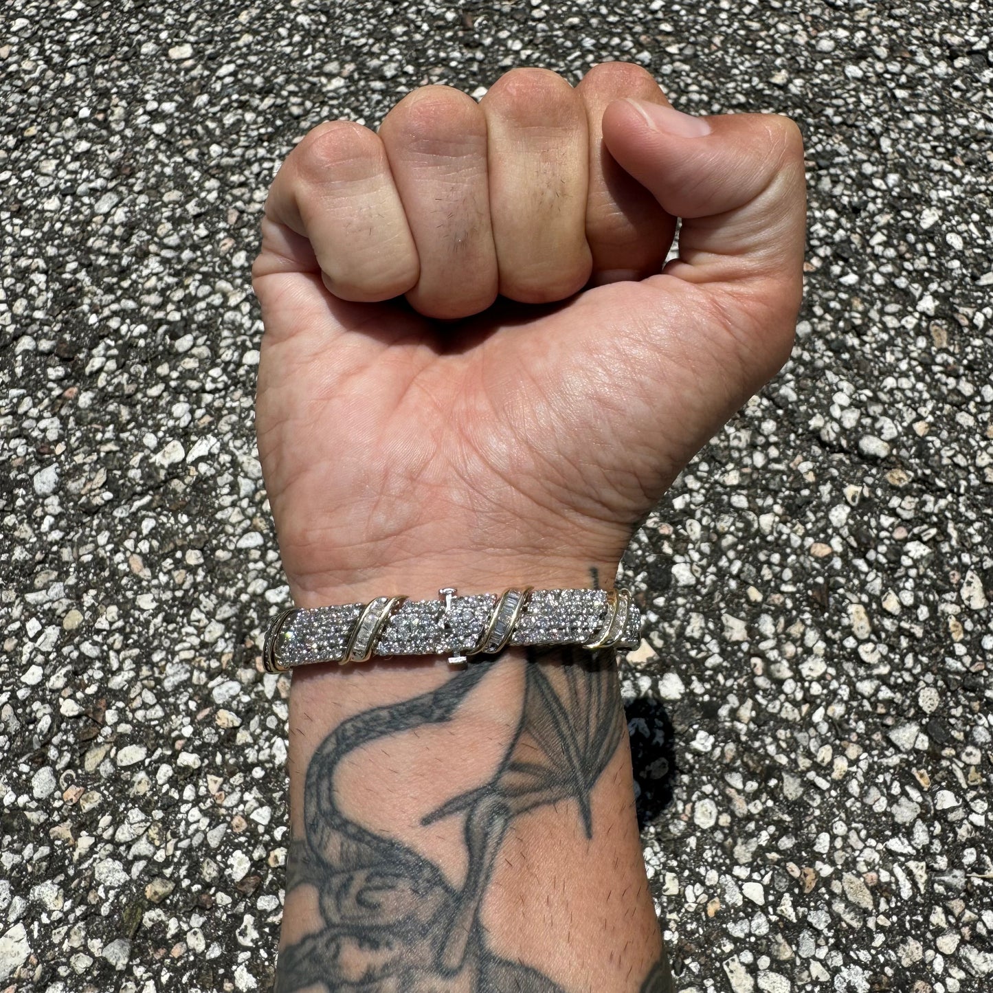 1990’s Two-Tone 14k Gold 7.55CTW Natural Diamond Bracelet (7.15”)