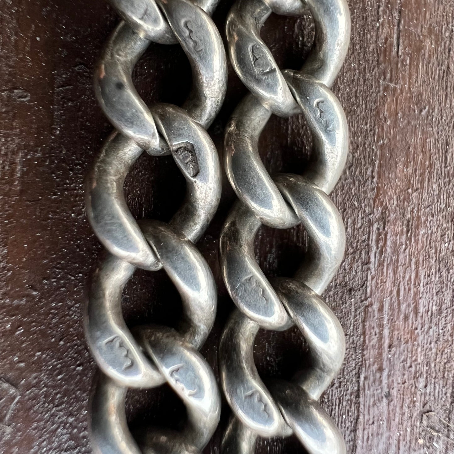 Dated 1896 Victorian Solid Sterling/.925 London Hallmarked Albert Chain With Double Dog Clips And T-Bar Necklace (20”)