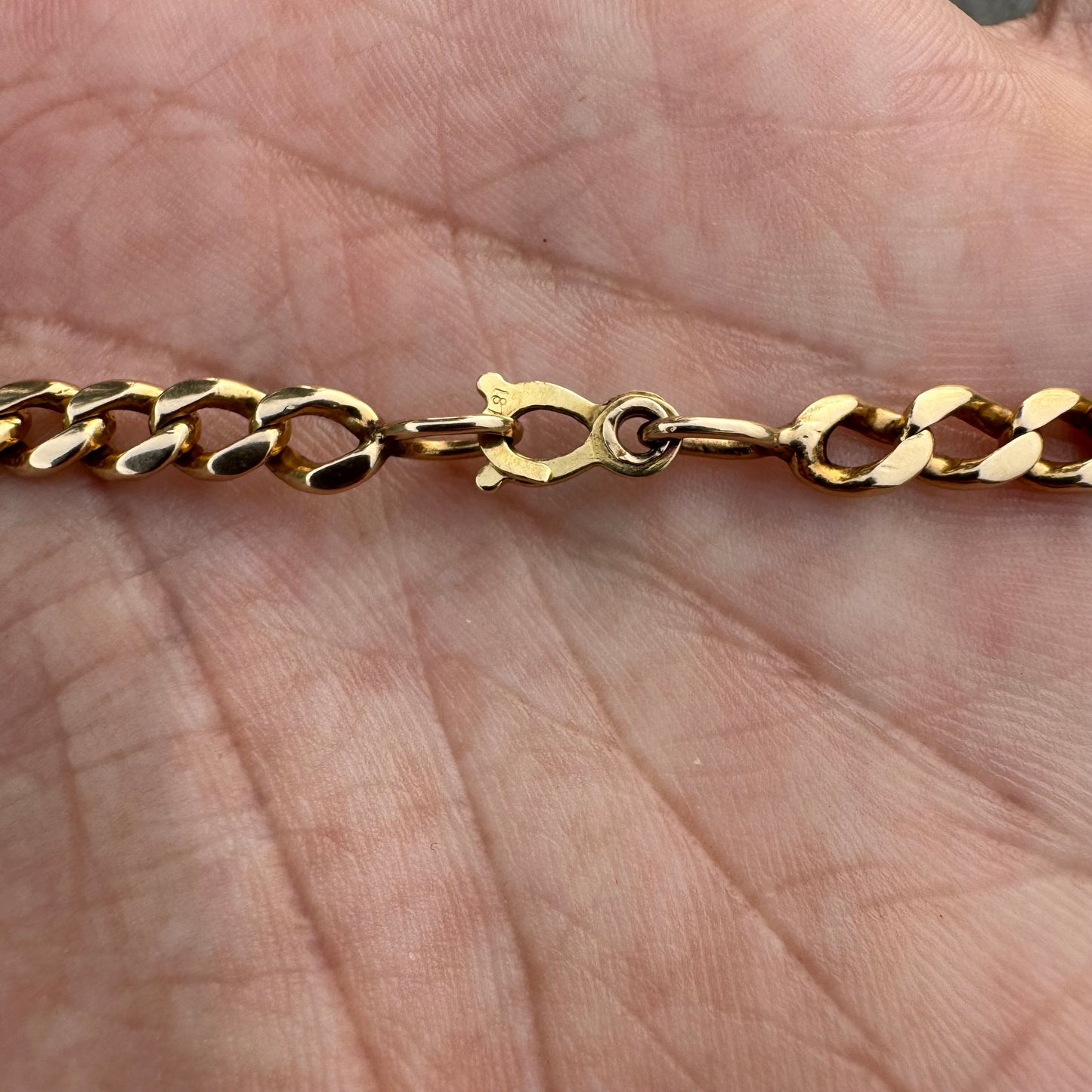 Mid-Century Solid 18k Yellow Gold Heavyweight Handcrafted Cuban Curb Link Necklace (21.25”)