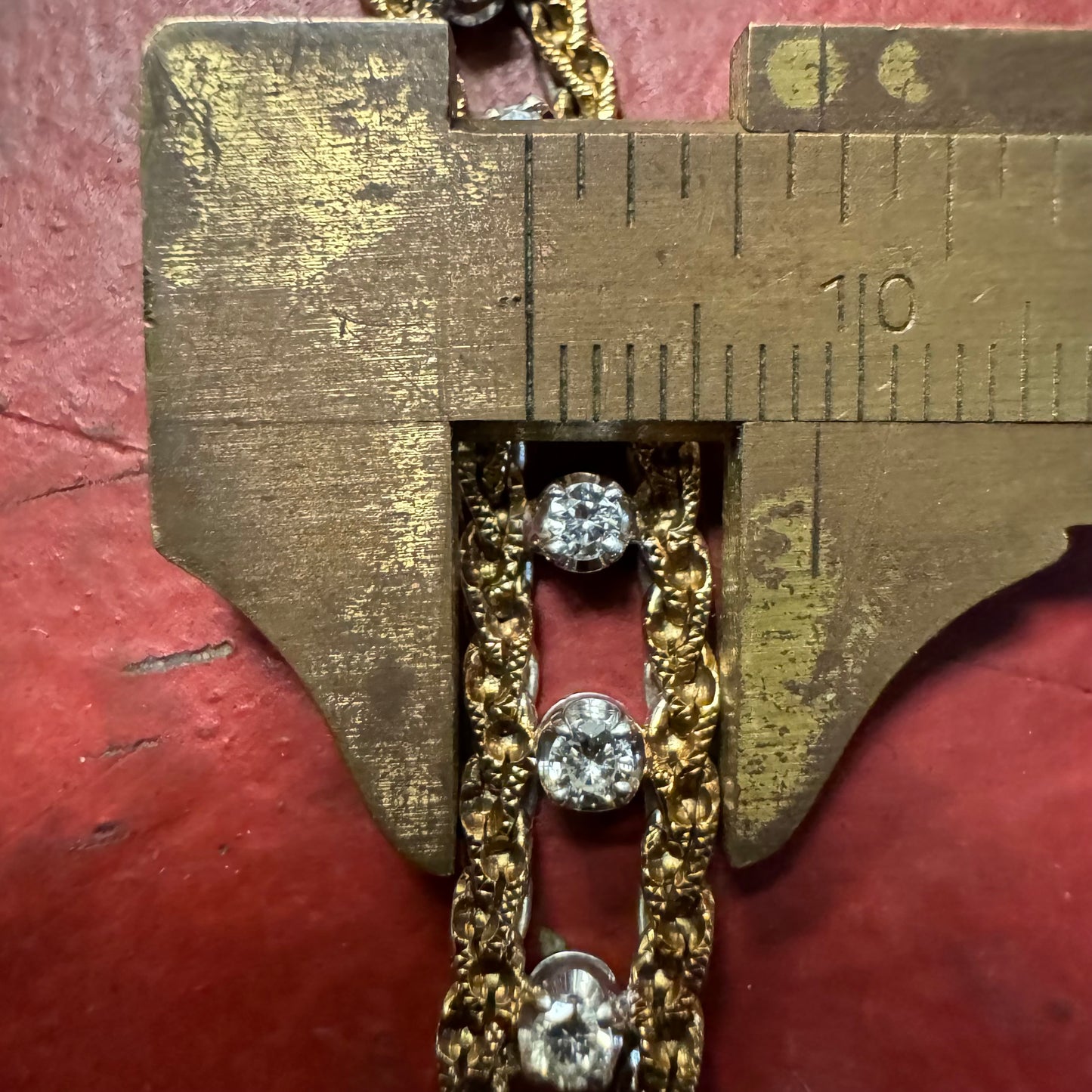 Vintage Solid 14k Italian Yellow Gold Floating 1.1CTW VS Quality Natural Diamond Double Row Braided Foxtail Necklace (17”)