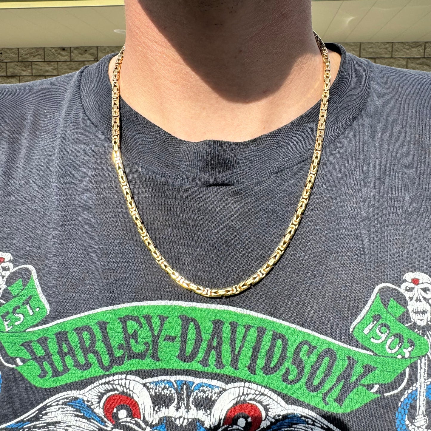 1990’s Solid 14k Italian Yellow Gold Heavyweight Byzantine Link Necklace (21.5”)