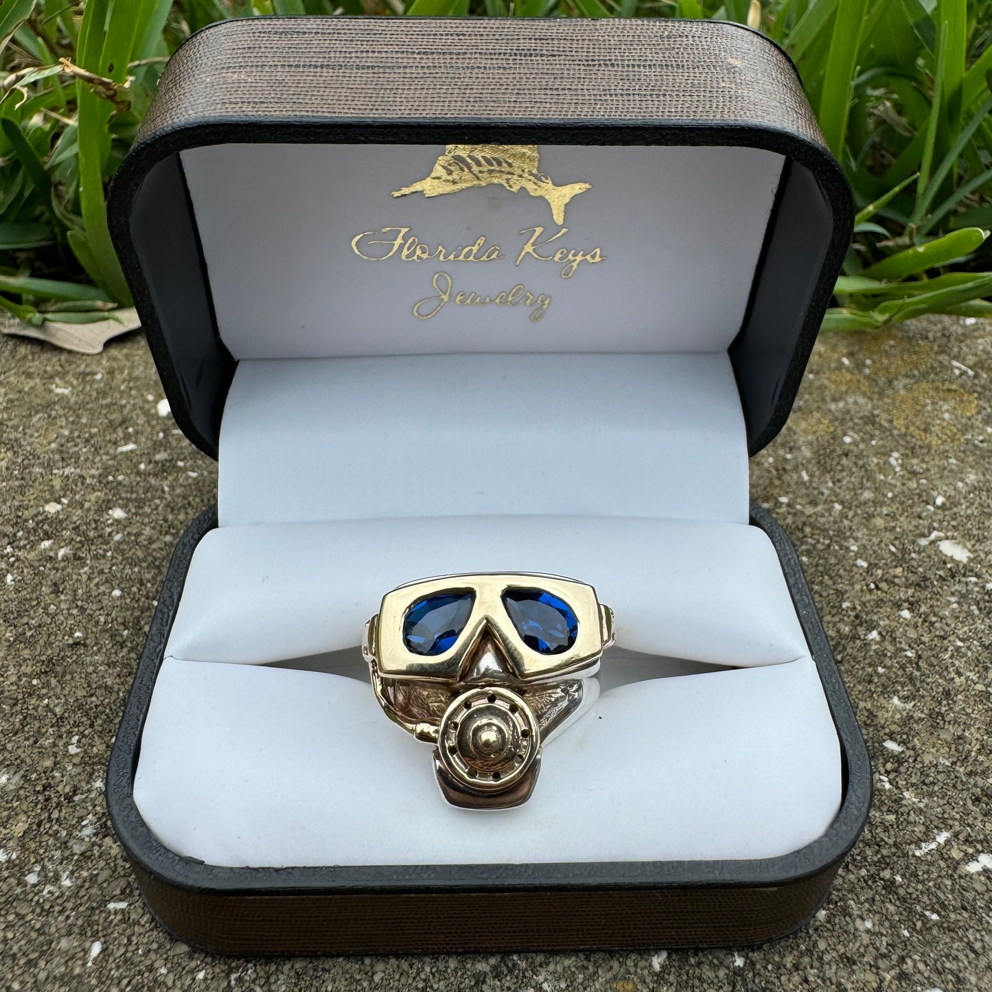 Custom Made 14k Yellow Gold And Sterling Silver Divers Mask Ring By Florida Key’s Jewelery (10)