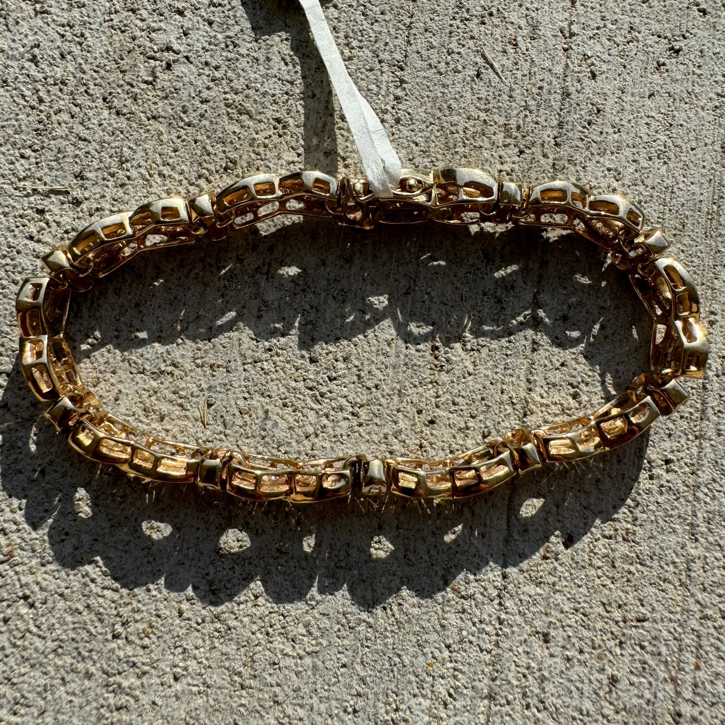 Brand New 4.0ctw Natural Baguette Diamond 14k Yellow Gold Infinity Link Bracelet (7.75”)