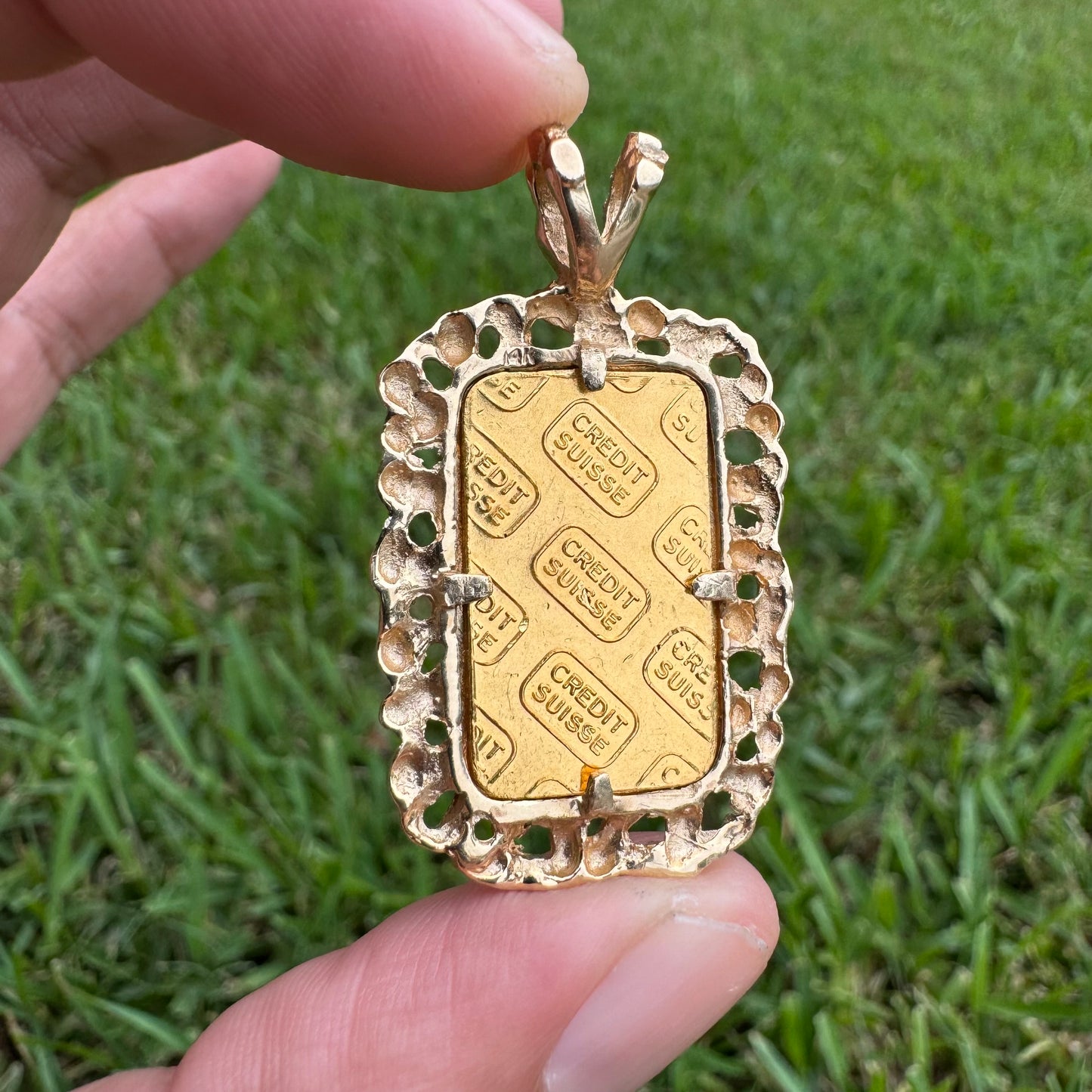 Vintage Pure .999 24k Gold 5g Credit Suisse Nugget Pendant