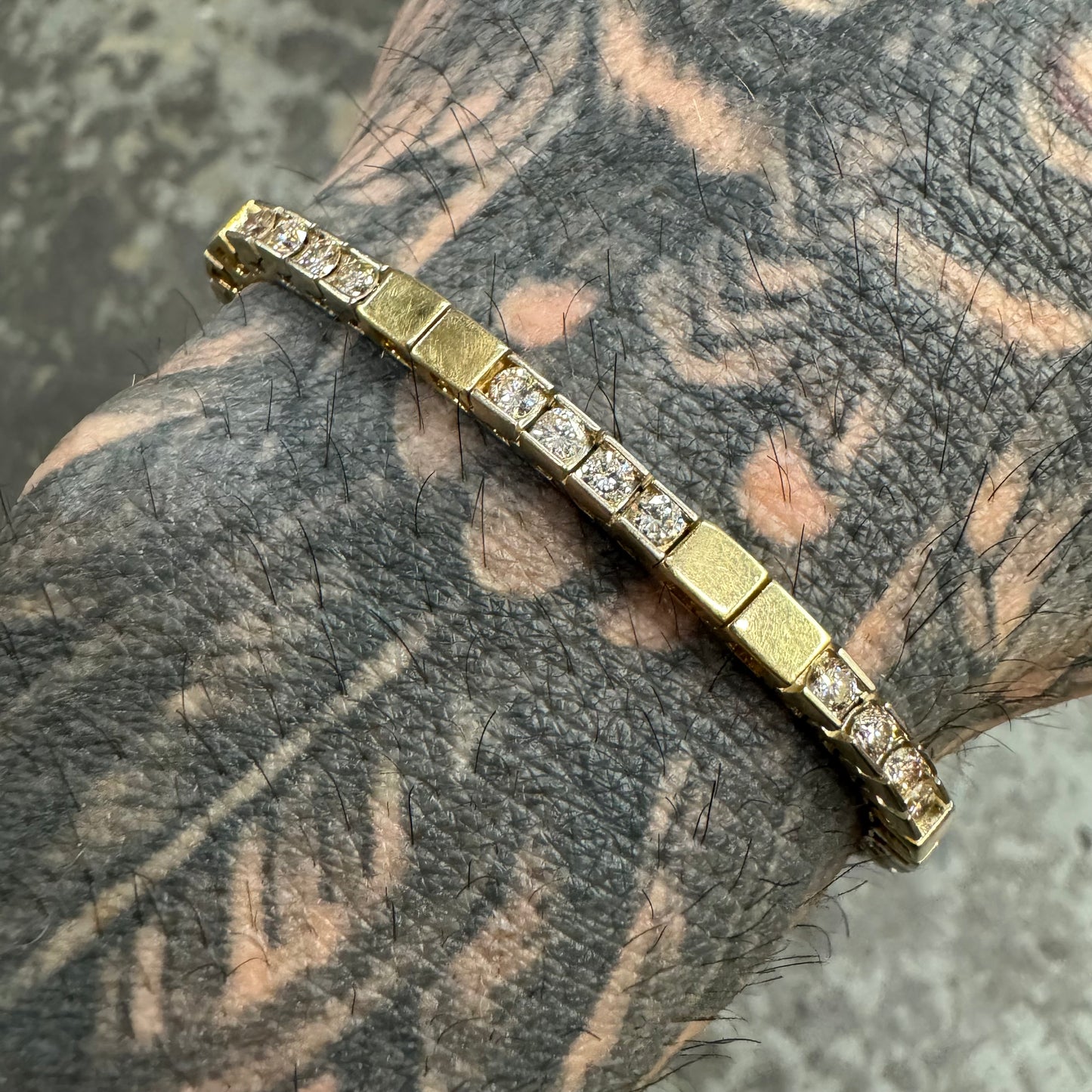 Vintage 14k Two-Tone (White/Yellow) 2.25CTW Natural Diamond Tennis Bracelet