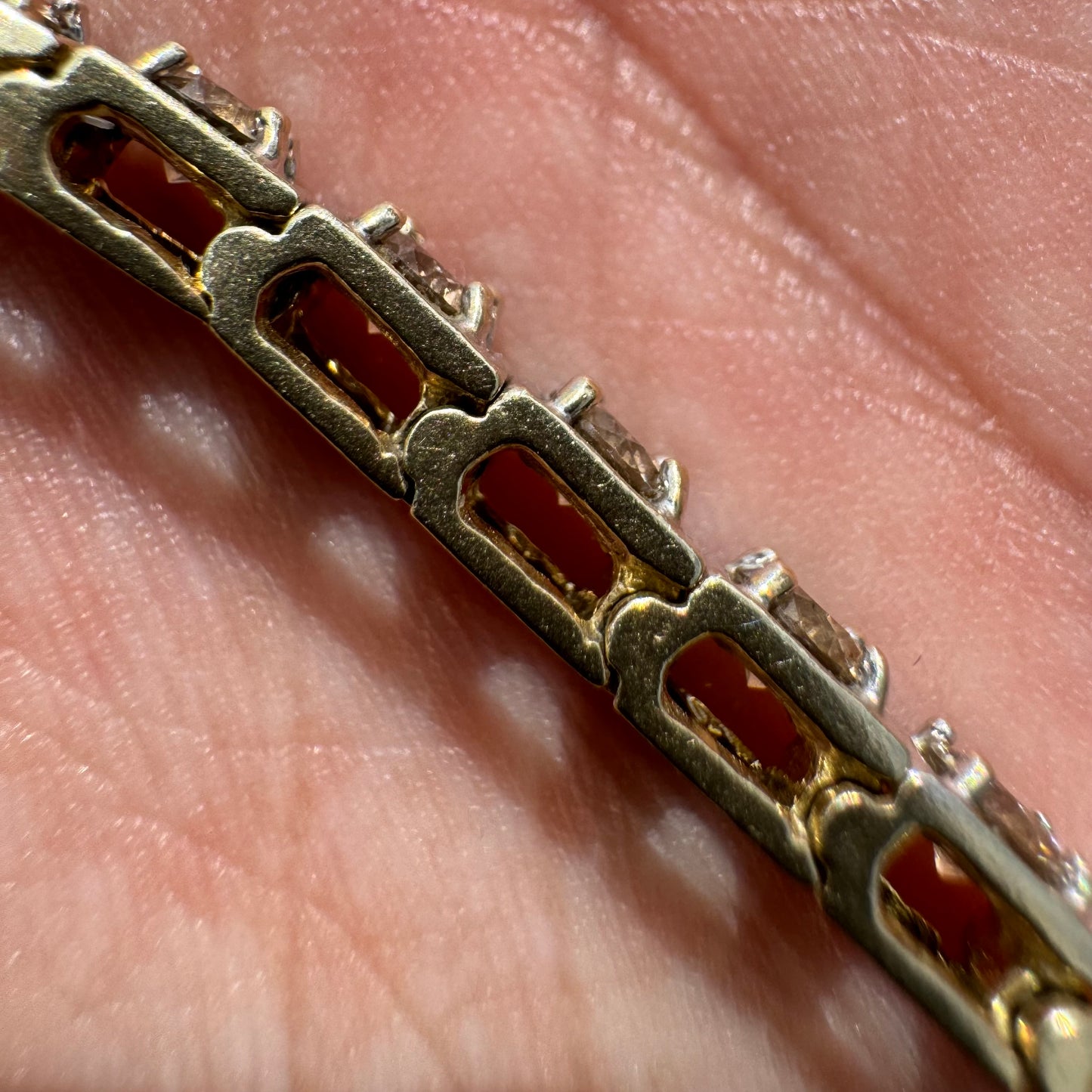 Vintage 5.0ctw Natural Champagne Diamond 14k Gold Tennis Bracelet (7.15”)
