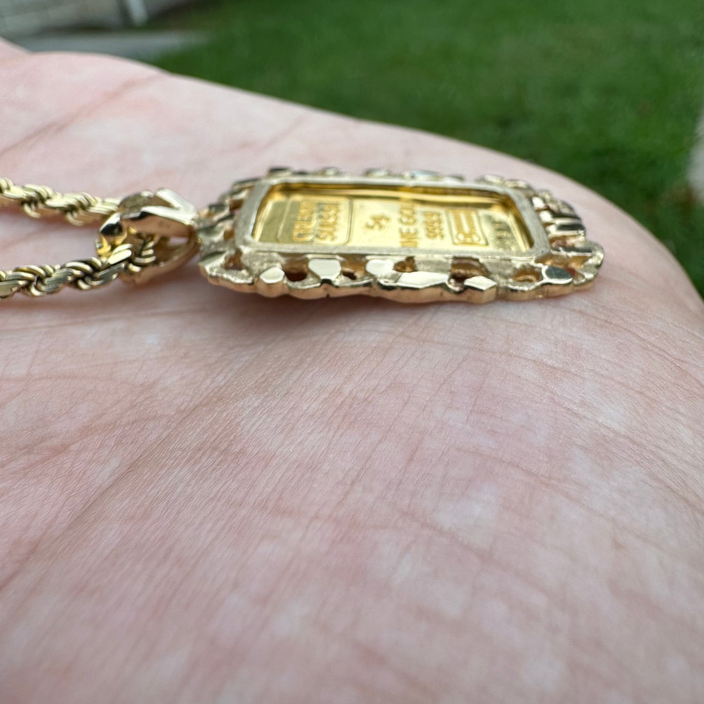 Vintage Pure .999 24k Gold 5g Credit Suisse Nugget Pendant