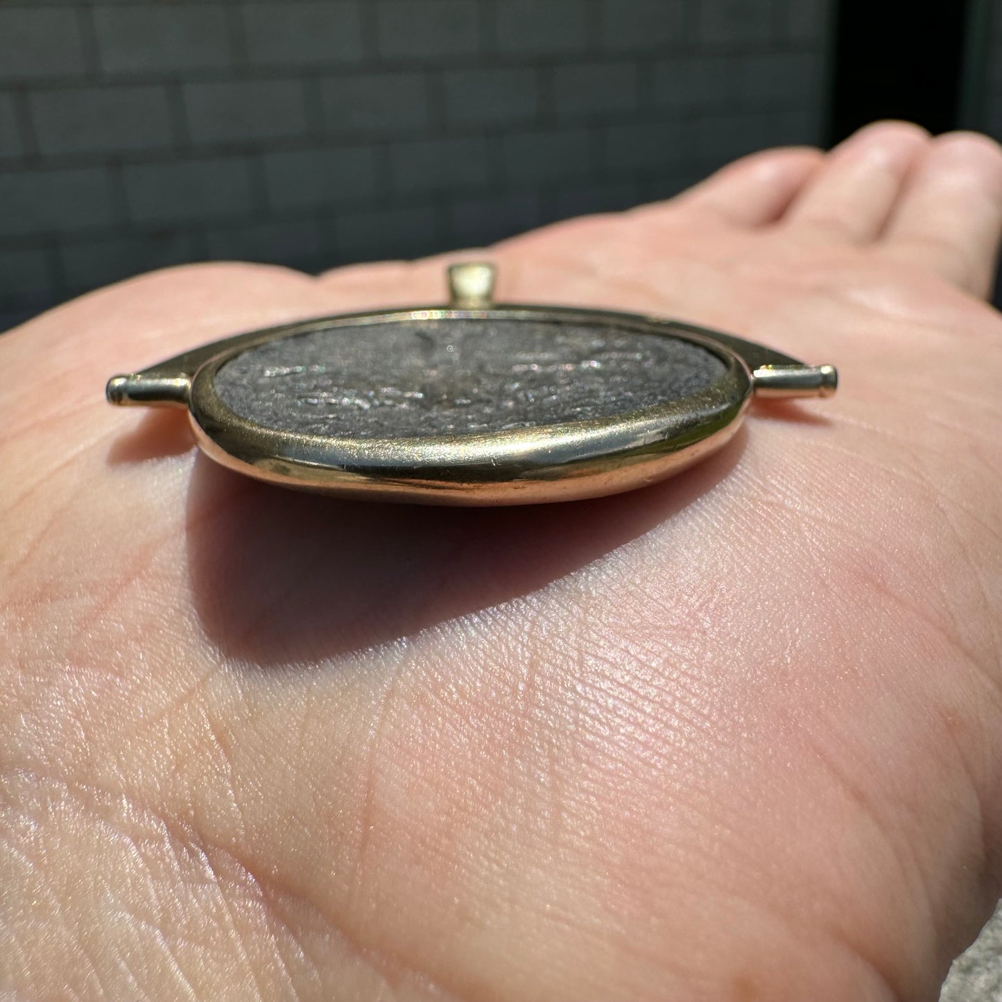 1681 Santa Maria De La Consolación Sea Salvaged Silver 8 Reale Shipwreck Coin Spinning Solid 14k Yellow Gold Pendant