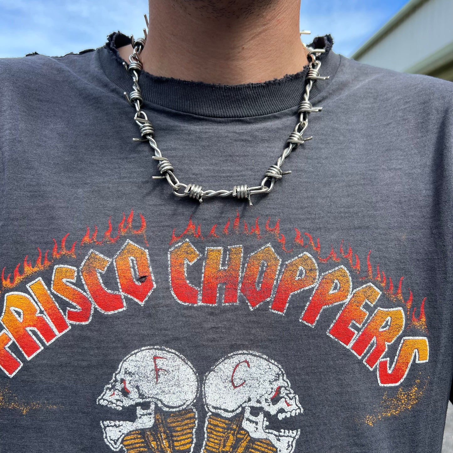 Custom Solid Sterling/.925 Heavyweight Barbed Wire Necklace (20.5”)