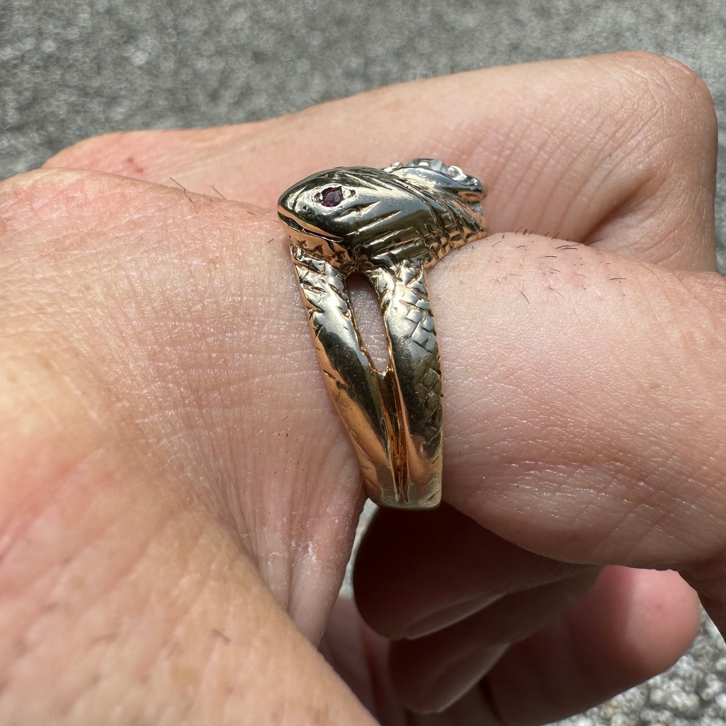 Mid-Century 10k Yellow Gold .45CTW Old Euro Cut Natural Diamond Cluster Snake Ring (8)