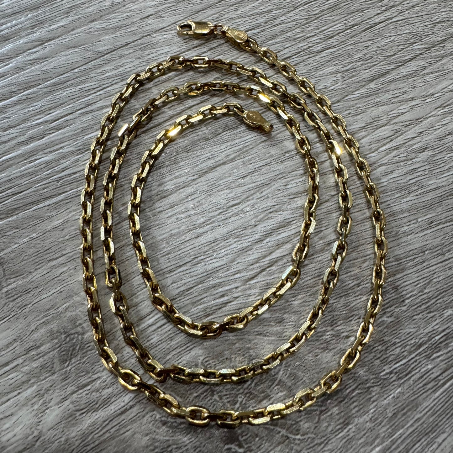 Solid 14k Yellow Gold Knife Edged “Biker Chain” Anchor Link Necklace (24”)