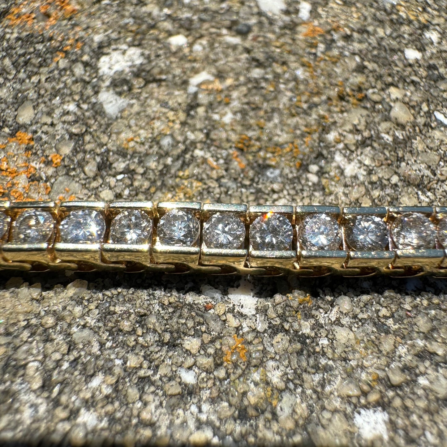Vintage 14k Yellow Gold 4.13CTW Natural Channel Set Diamond Tennis Bracelet (6.65”)