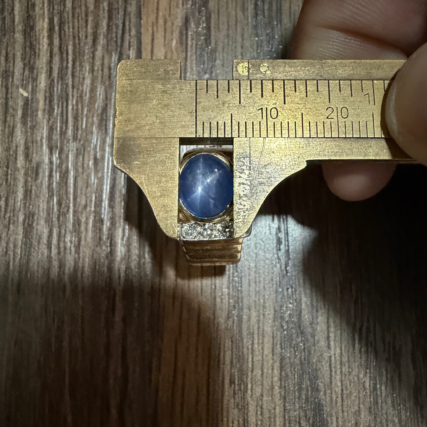 Art Deco Solid 14k Yellow Gold Natural Blue Star Sapphire Old Euro Cut Diamond Ring (8)