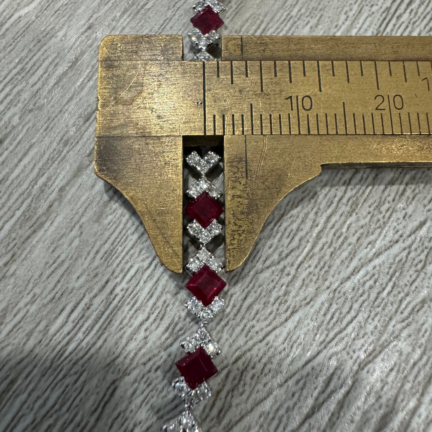 Brand New 14k White Gold 4.8ctw Natural Pigeon Blood Burmese Ruby And 1.5ctw Natural VS Diamond Bracelet (7.25”)