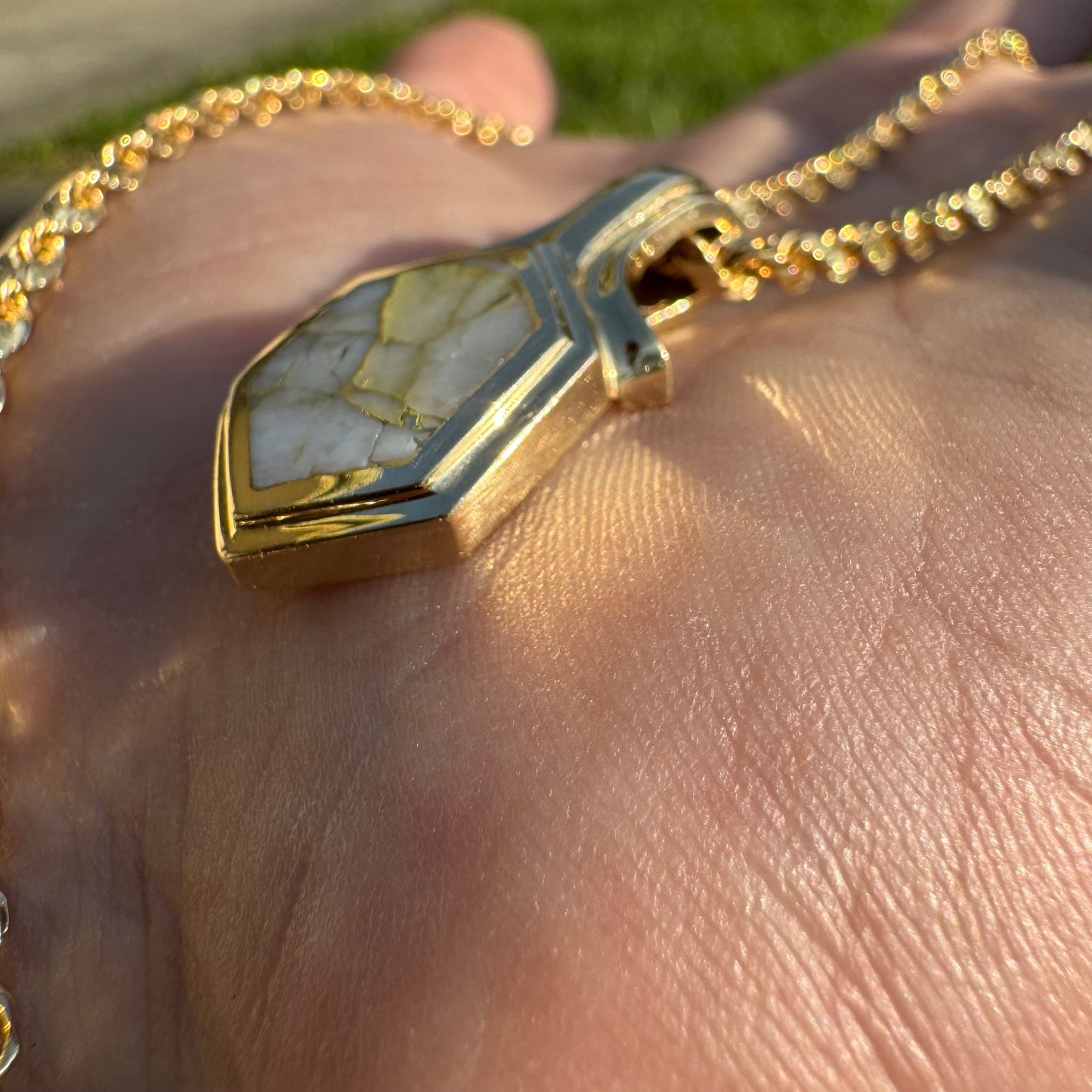 Vintage 14k Yellow Gold Natural Gold Bearing Quartz Pendant
