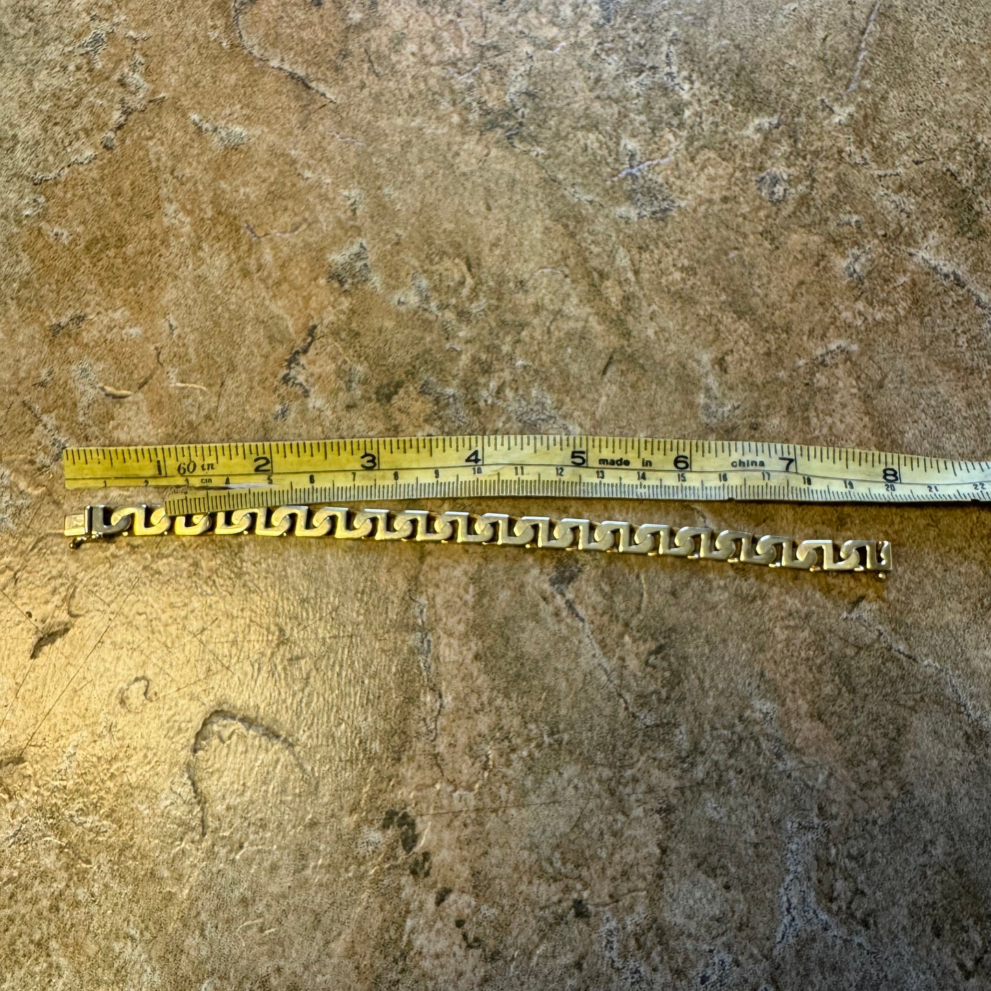 Vintage Solid 14k Yellow Gold Heavyweight Chunky Blocked Mariner Link Bracelet (7.5”)