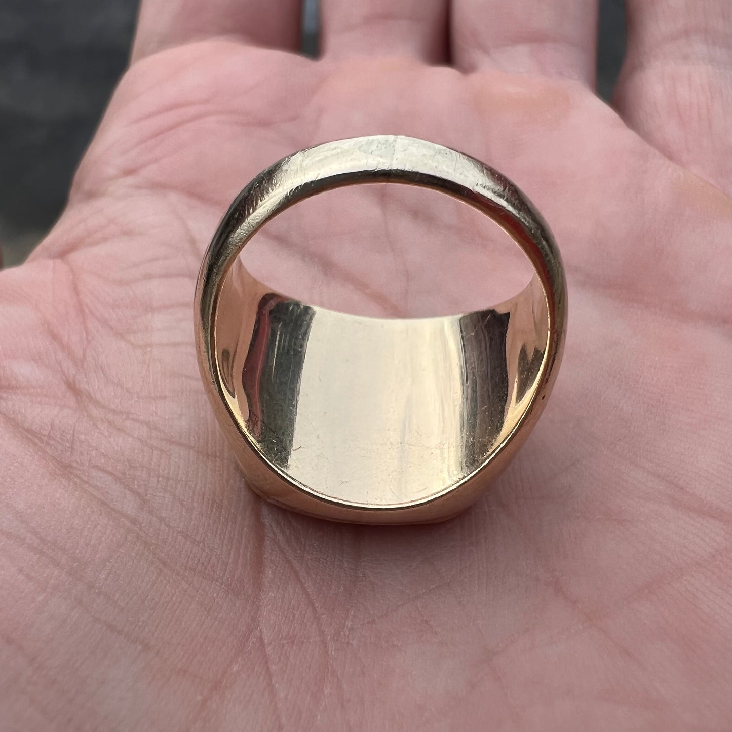 1930’s 10k Yellow Gold Spinach Jade Comfort Fit Signet Ring (8)